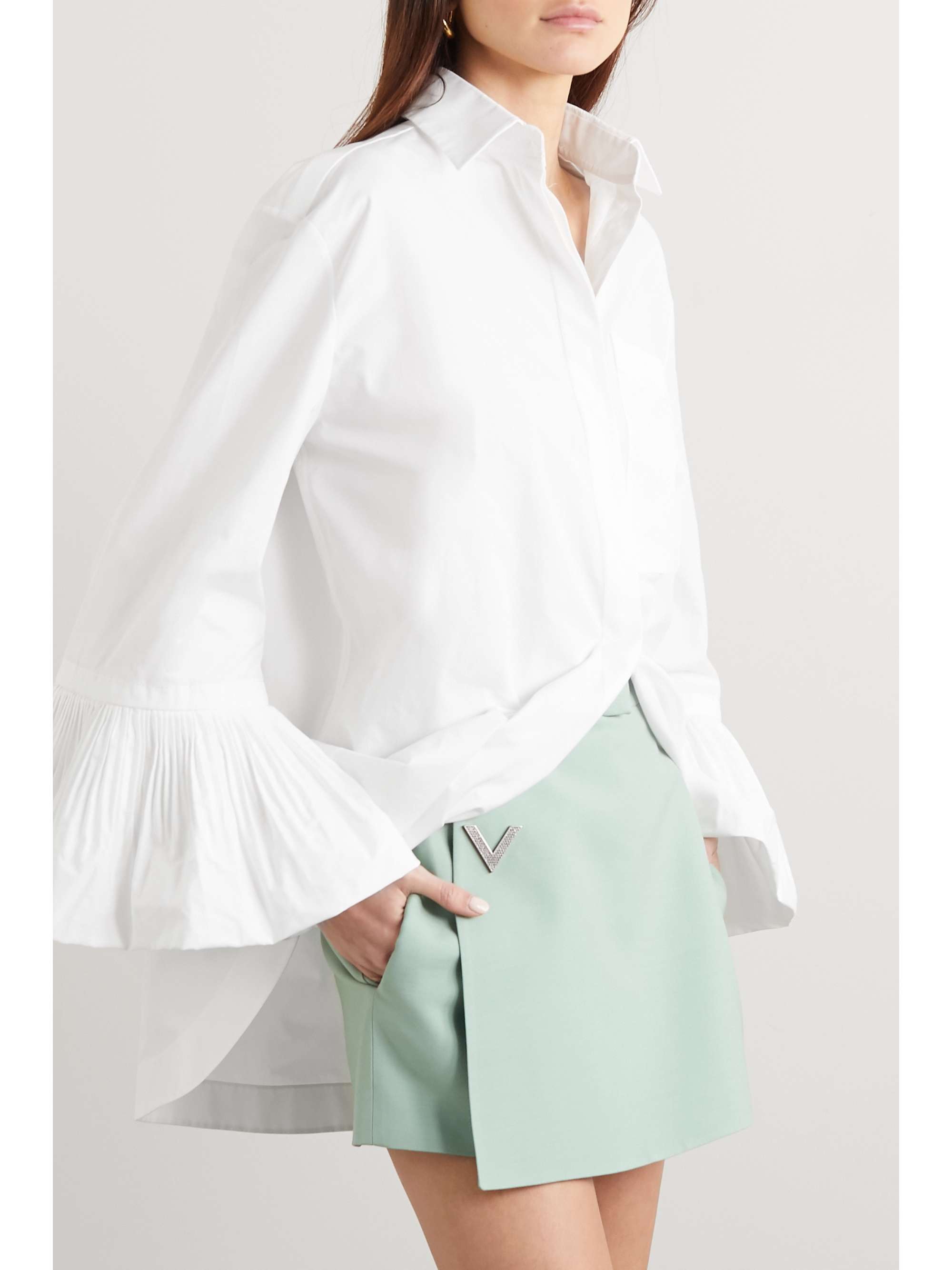 White Ruffled cotton-poplin blouse | VALENTINO | NET-A-PORTER