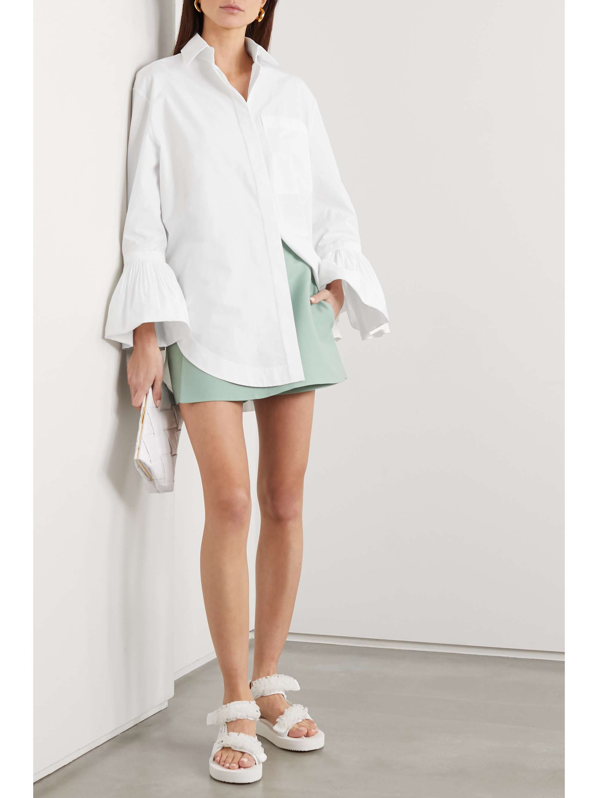 White Ruffled cotton-poplin blouse | VALENTINO | NET-A-PORTER