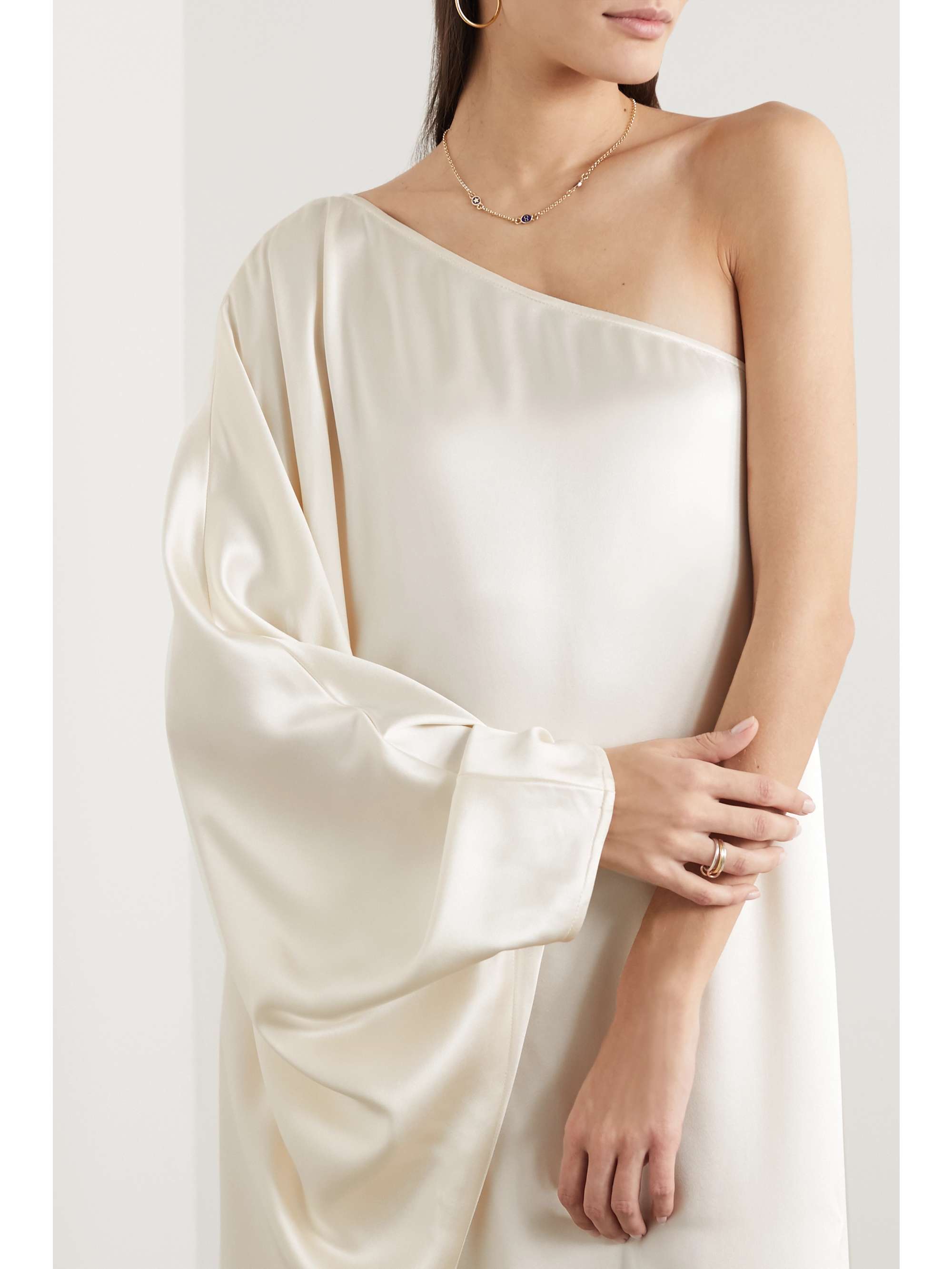 LA COLLECTION Maui one-sleeve silk-satin maxi dress