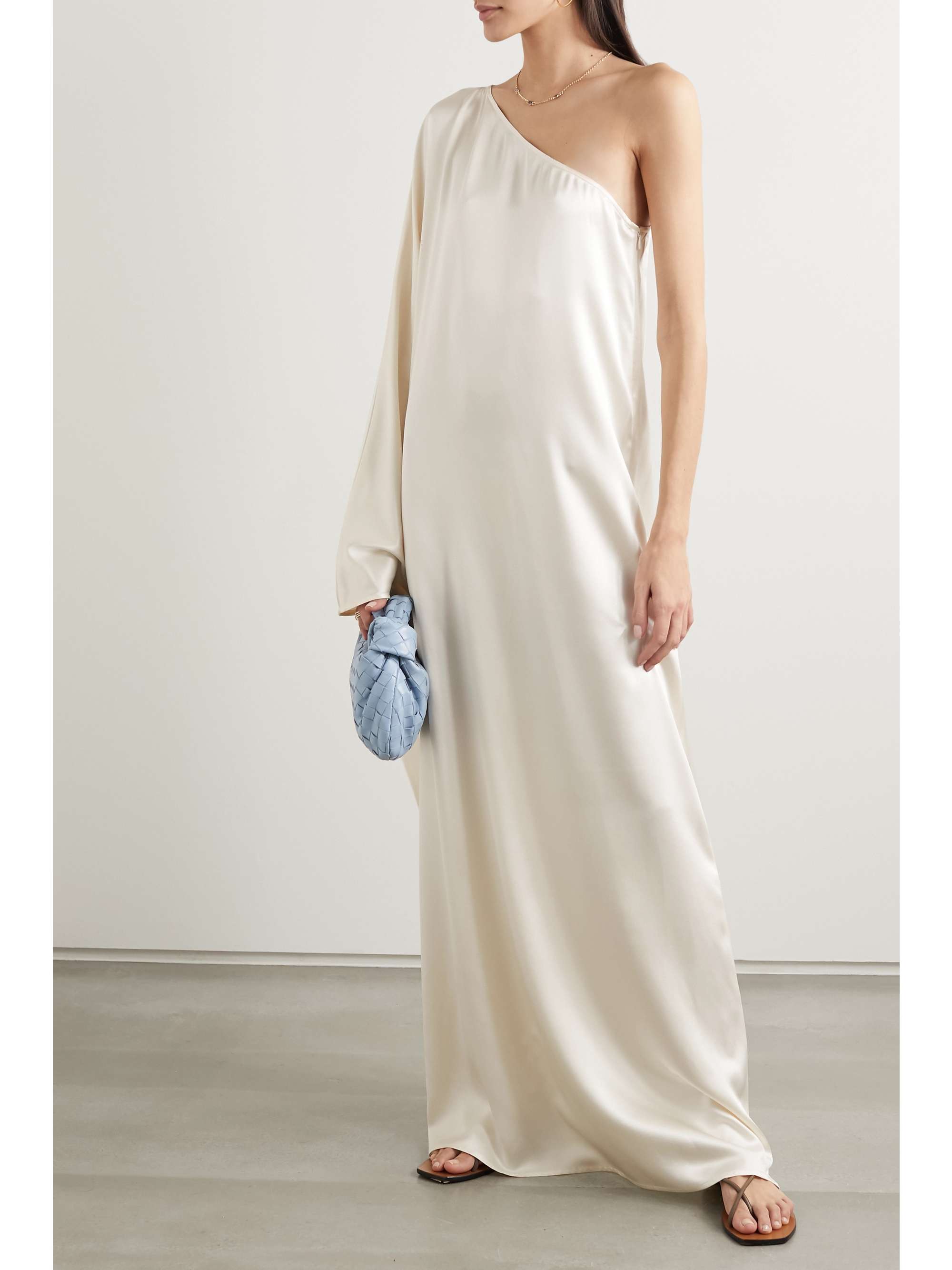 LA COLLECTION Maui one-sleeve silk-satin maxi dress