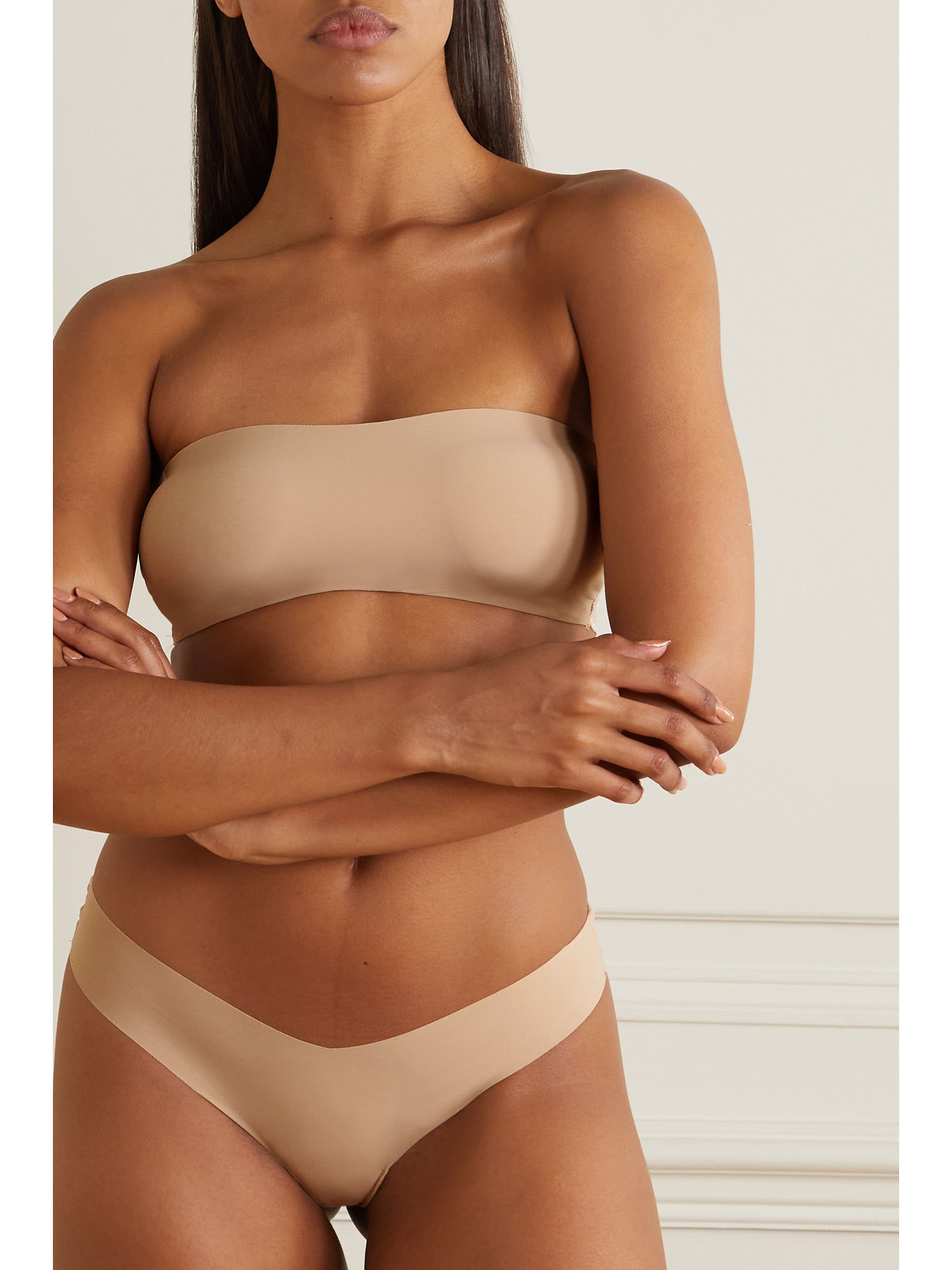 Shop Commando Stretch Thong In Beige