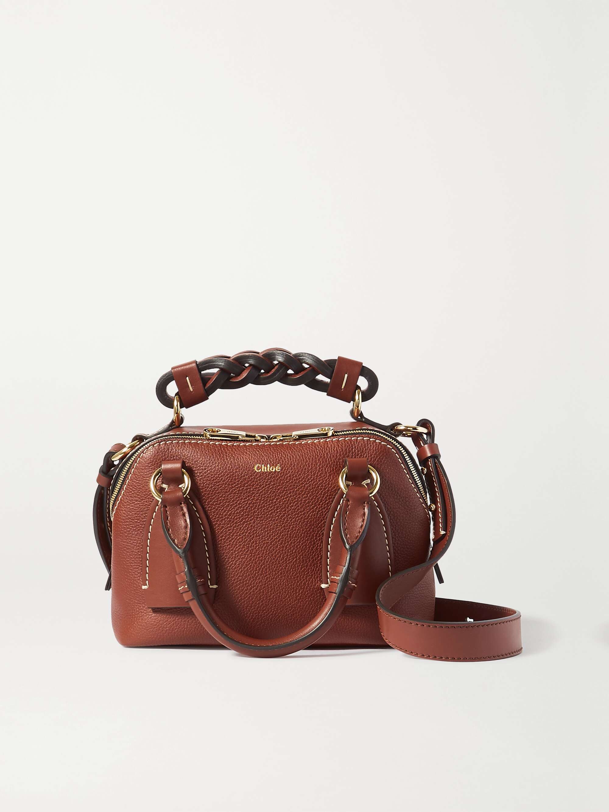 small brown leather tote
