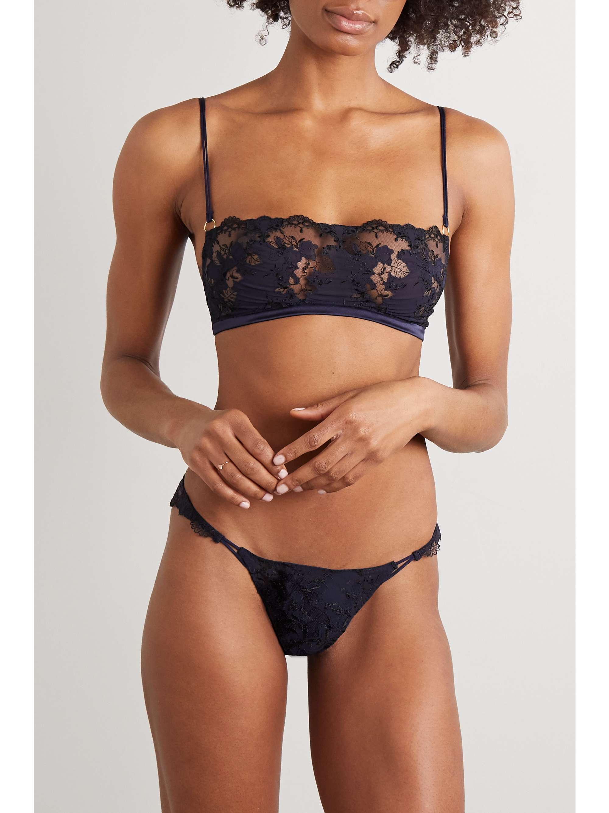 COCO DE MER Caerulea lace and silk-blend satin soft-cup bra
