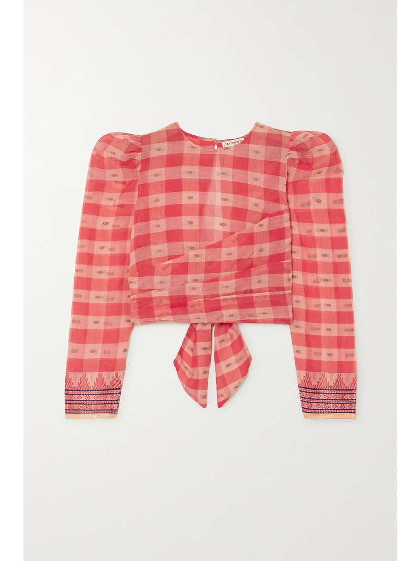 Ulla Johnson Eden Jacquard-trimmed Checked Fil Coupé Cotton-voile Top