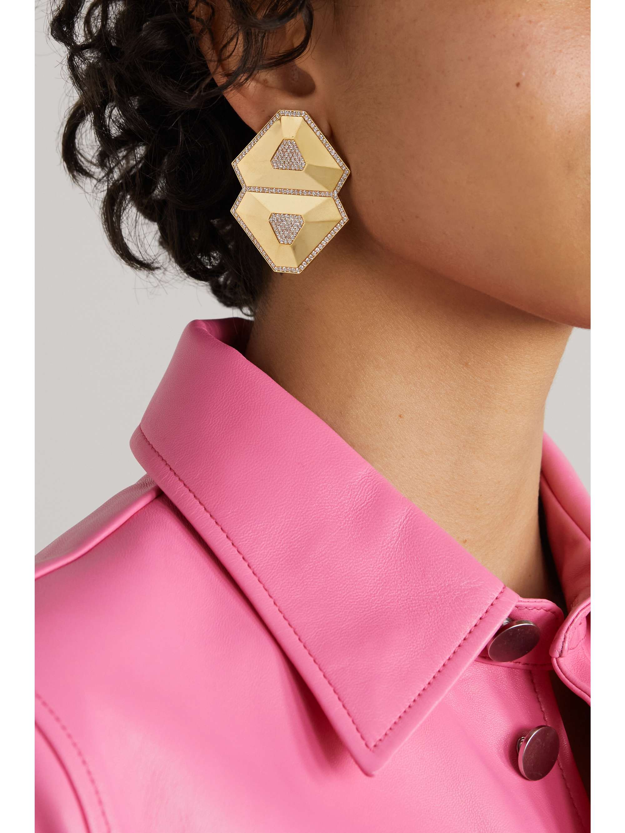 OFIRA Shield 18-karat gold diamond earrings