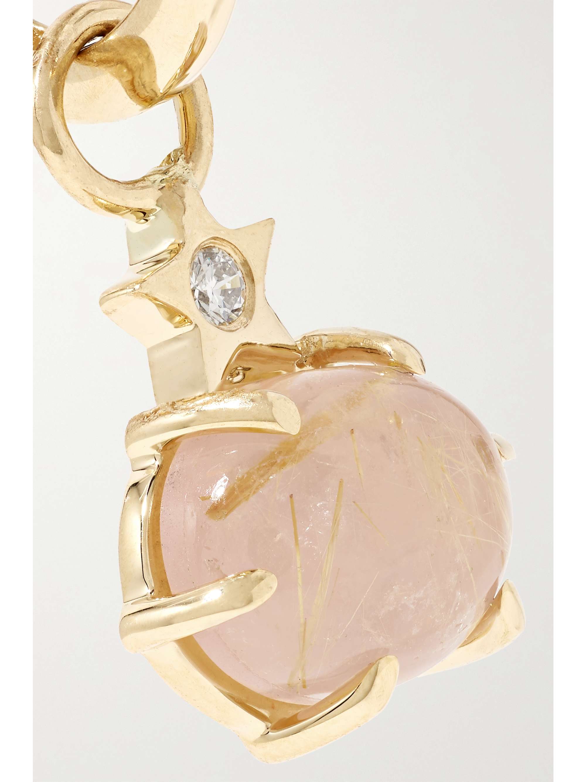 ANDREA FOHRMAN Mini Cosmo 14-karat gold, moonstone and diamond hoop earrings