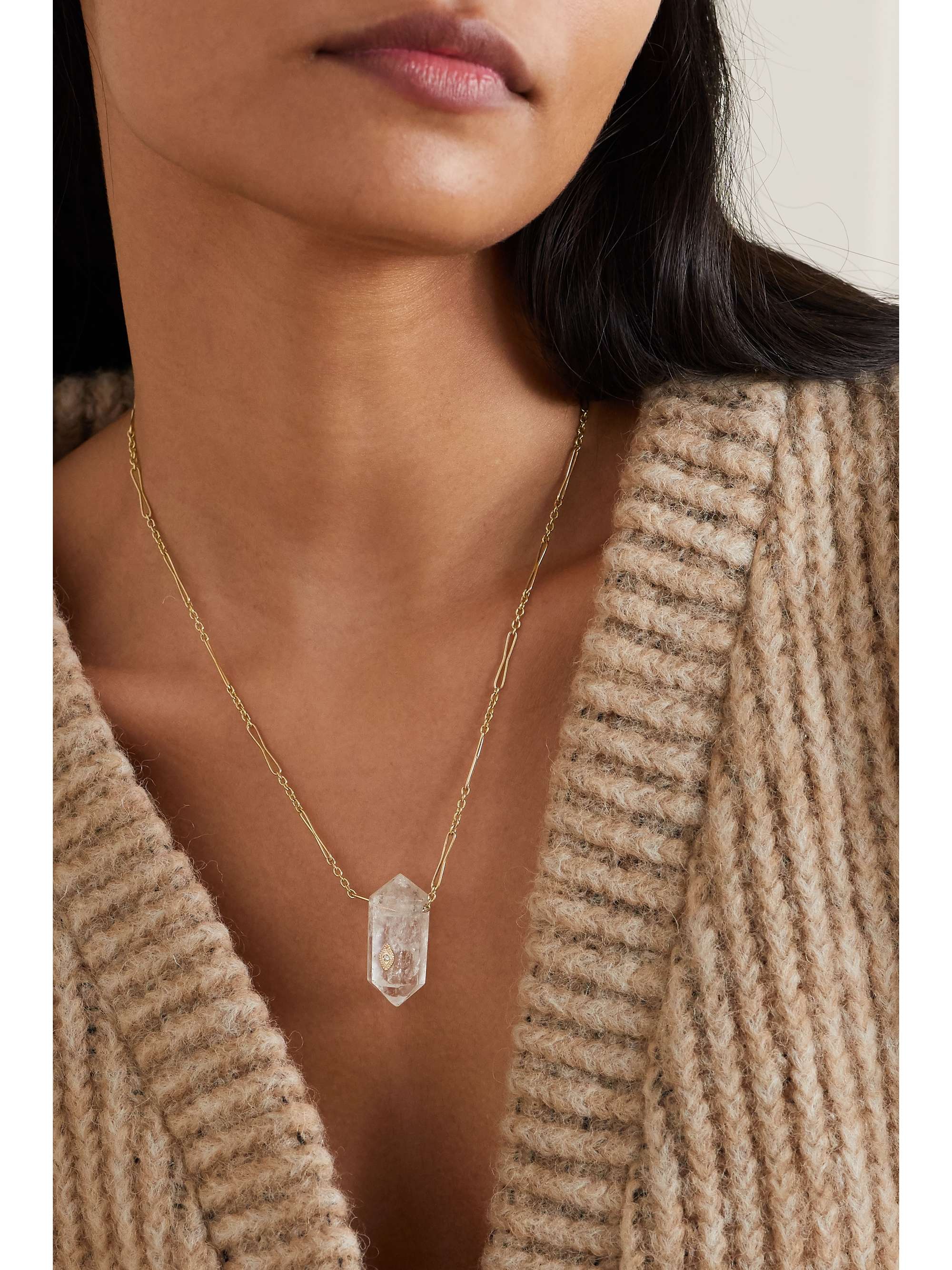 PASCALE MONVOISIN Prana N°1 9-karat gold, crystal and diamond necklace