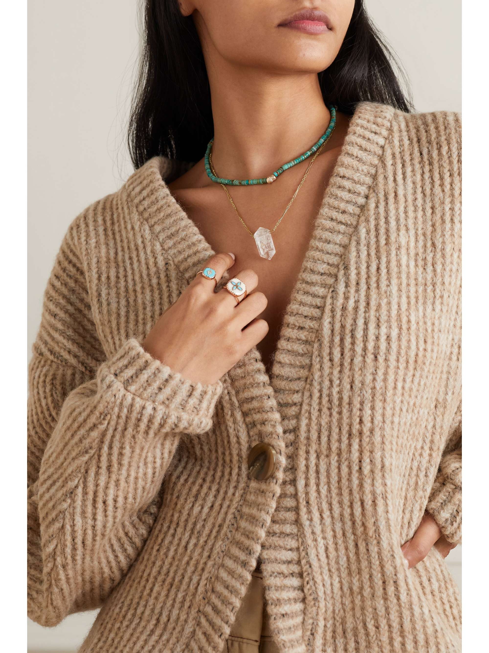PASCALE MONVOISIN Prana N°1 9-karat gold, crystal and diamond necklace