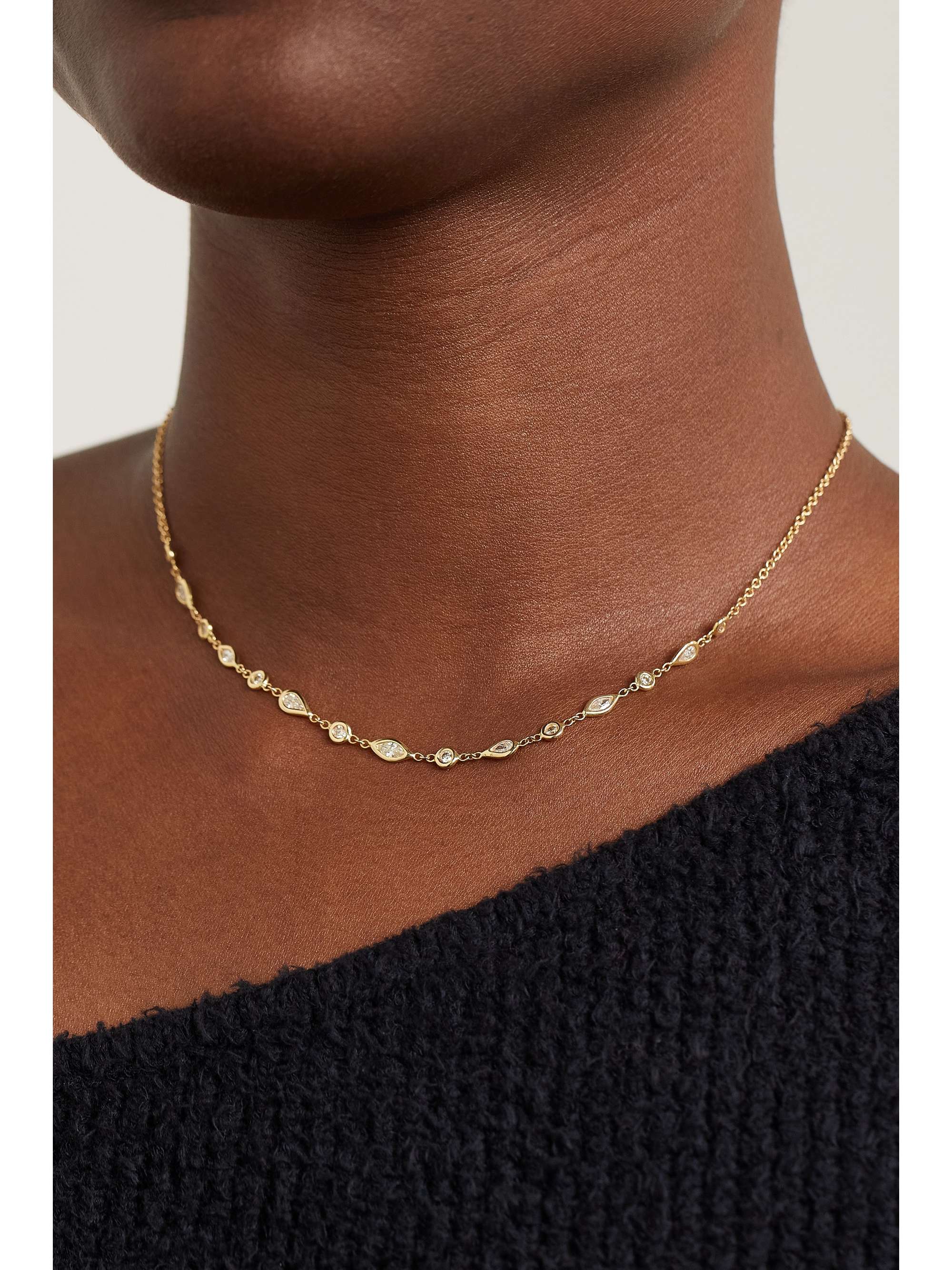 JACQUIE AICHE 14K 黄金钻石项圈式项链