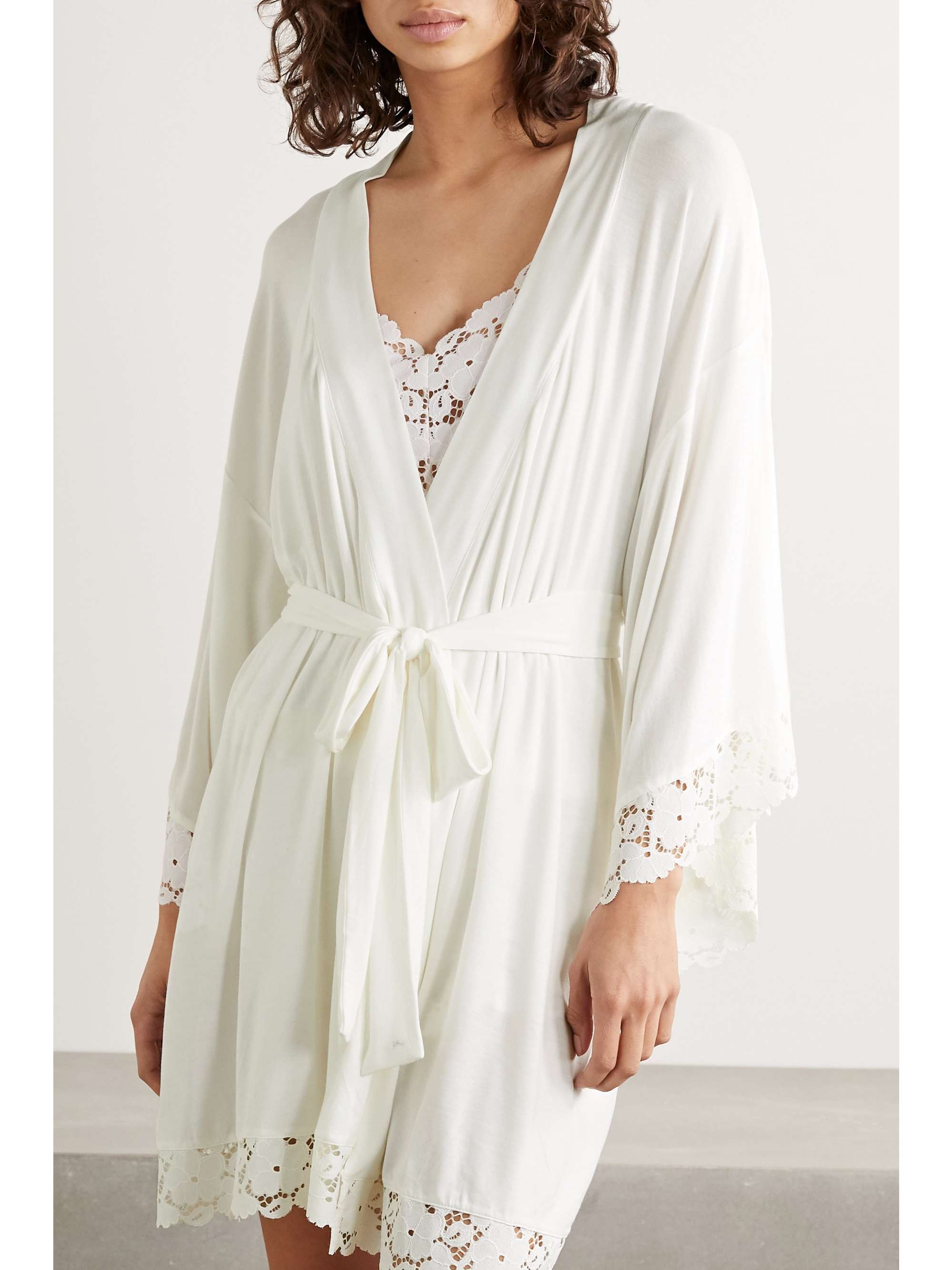 EBERJEY Naya Mademoiselle lace-trimmed stretch-modal robe