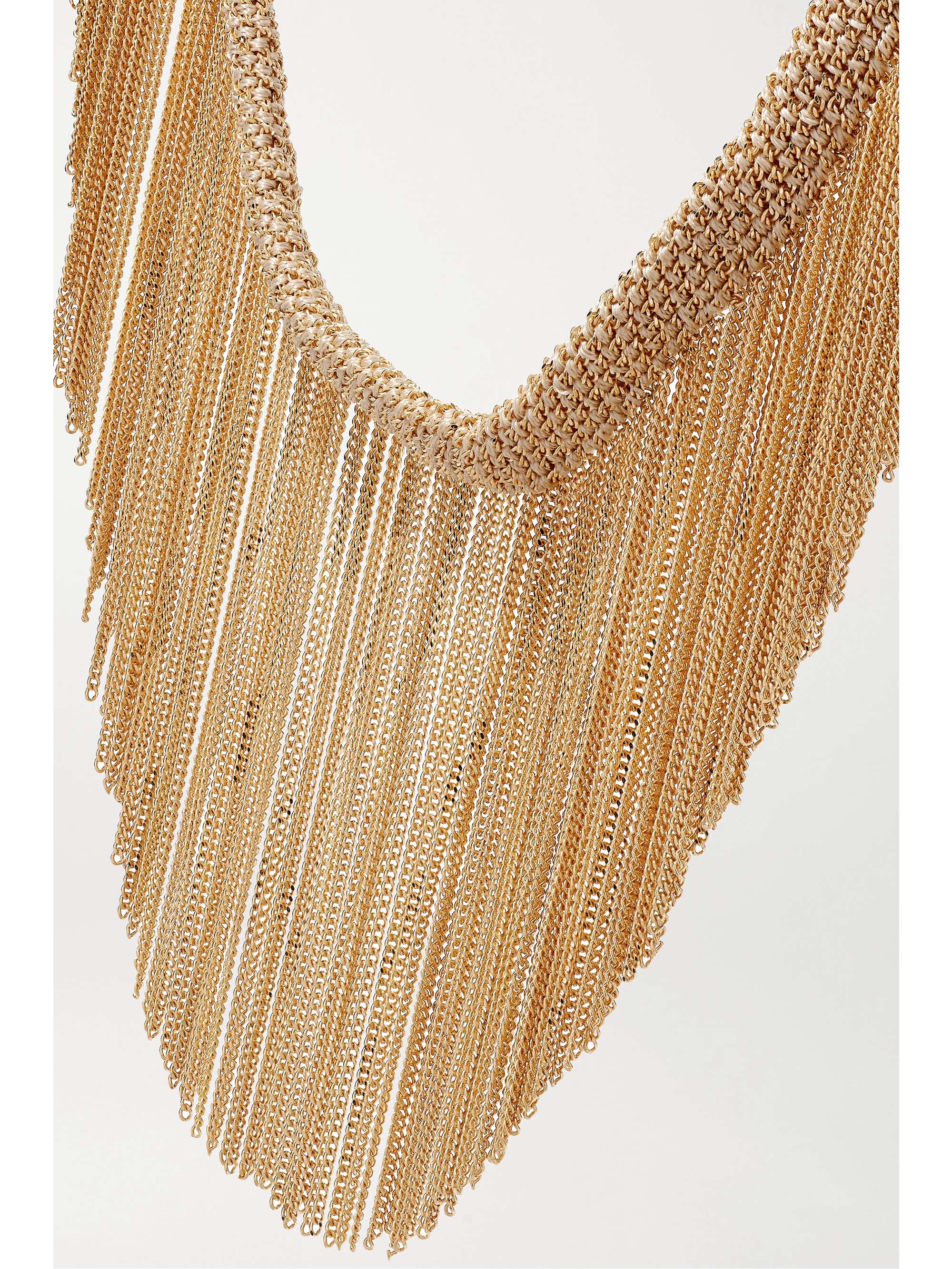 CAROLINA BUCCI Fringe 18-karat gold and silk necklace