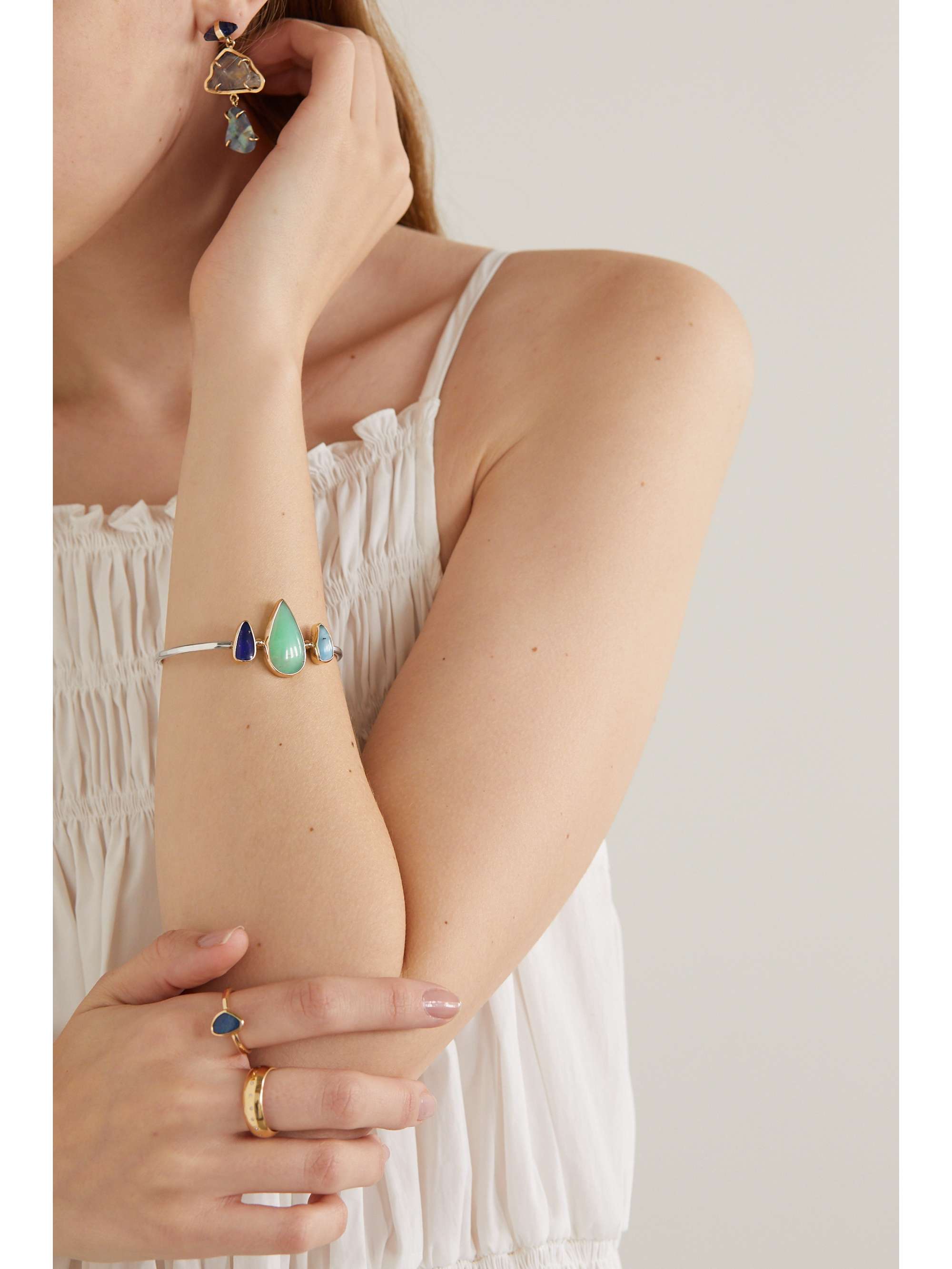 MELISSA JOY MANNING 14-karat gold and sterling silver multi-stone cuff