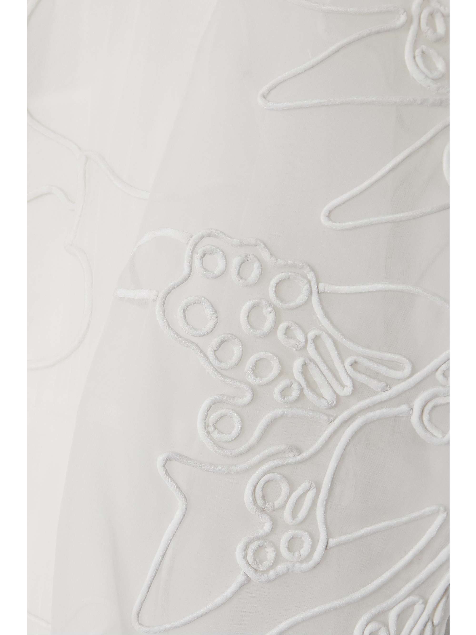 VALENTINO GARAVANI Feather-trimmed embroidered silk-organza gown
