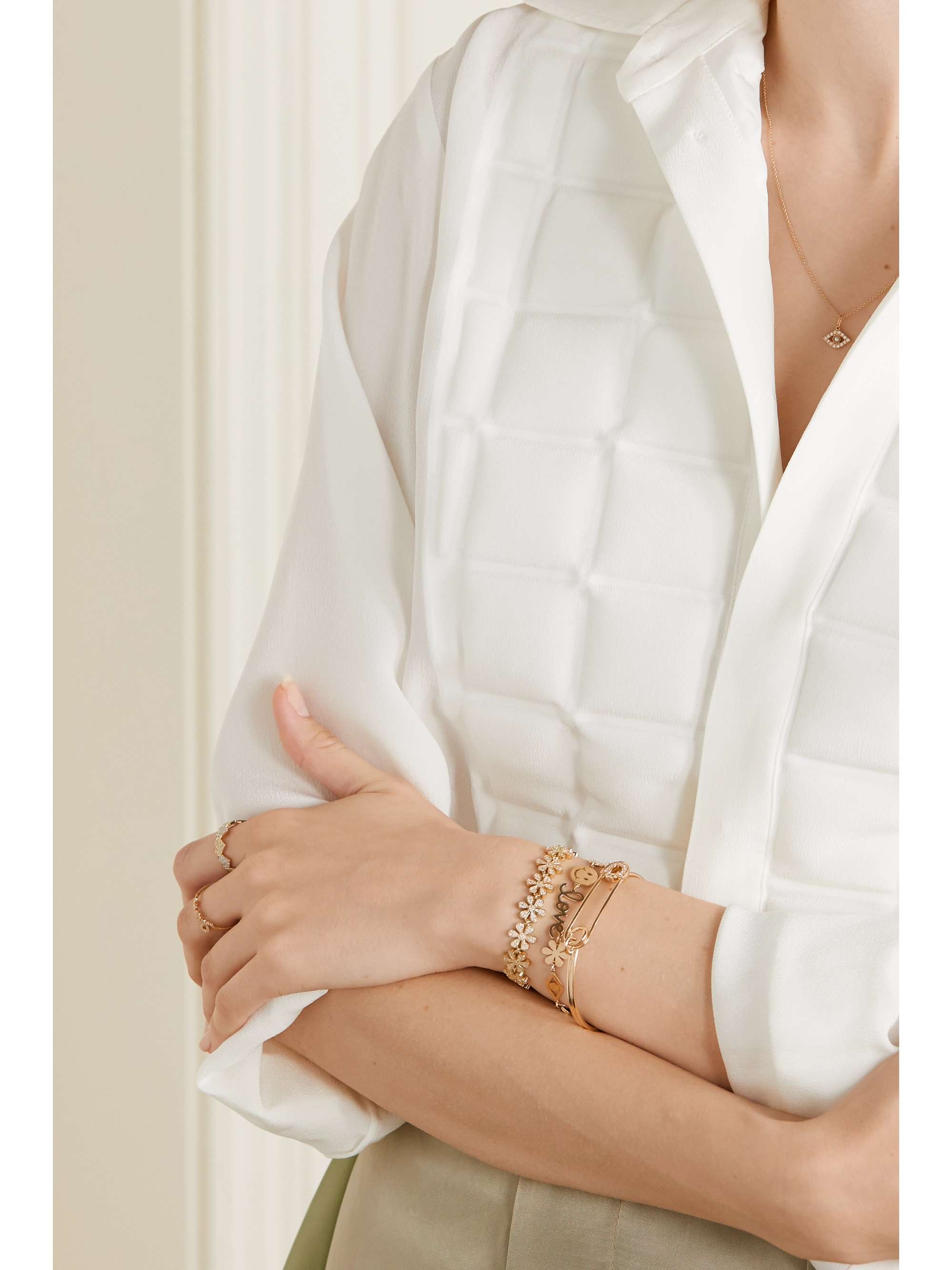 SYDNEY EVAN Daisy 14-karat gold diamond bracelet