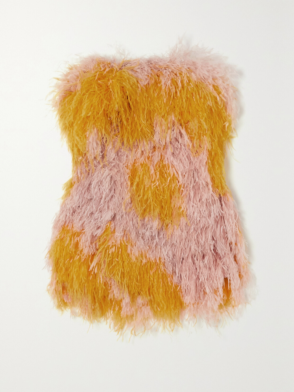 RALPH & RUSSO Strapless Feather-embellished Silk-satin Mini Dress - Pink