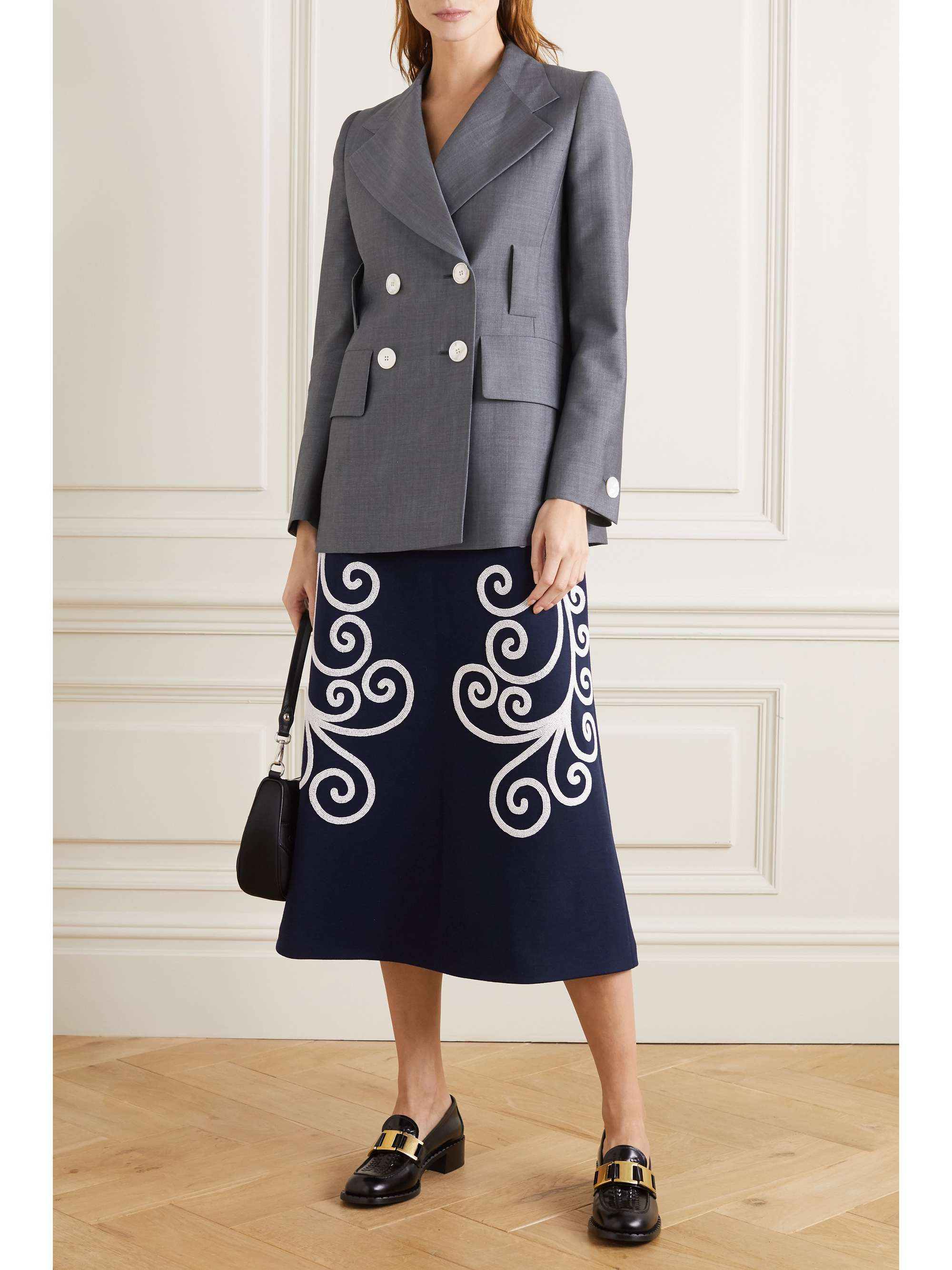 PRADA Double-breasted mohair and wool-blend blazer