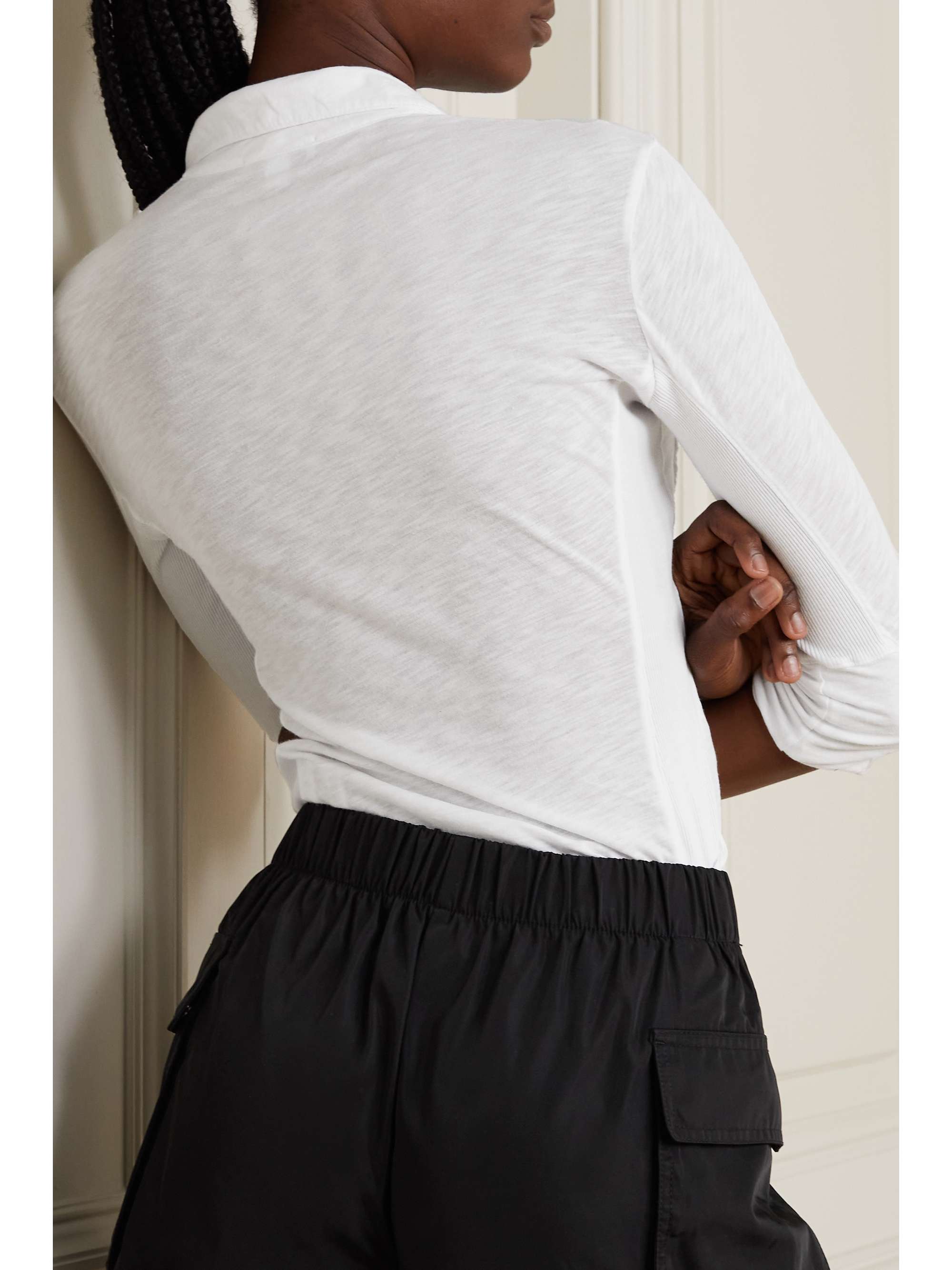 JAMES PERSE Jersey-paneled slub-cotton shirt