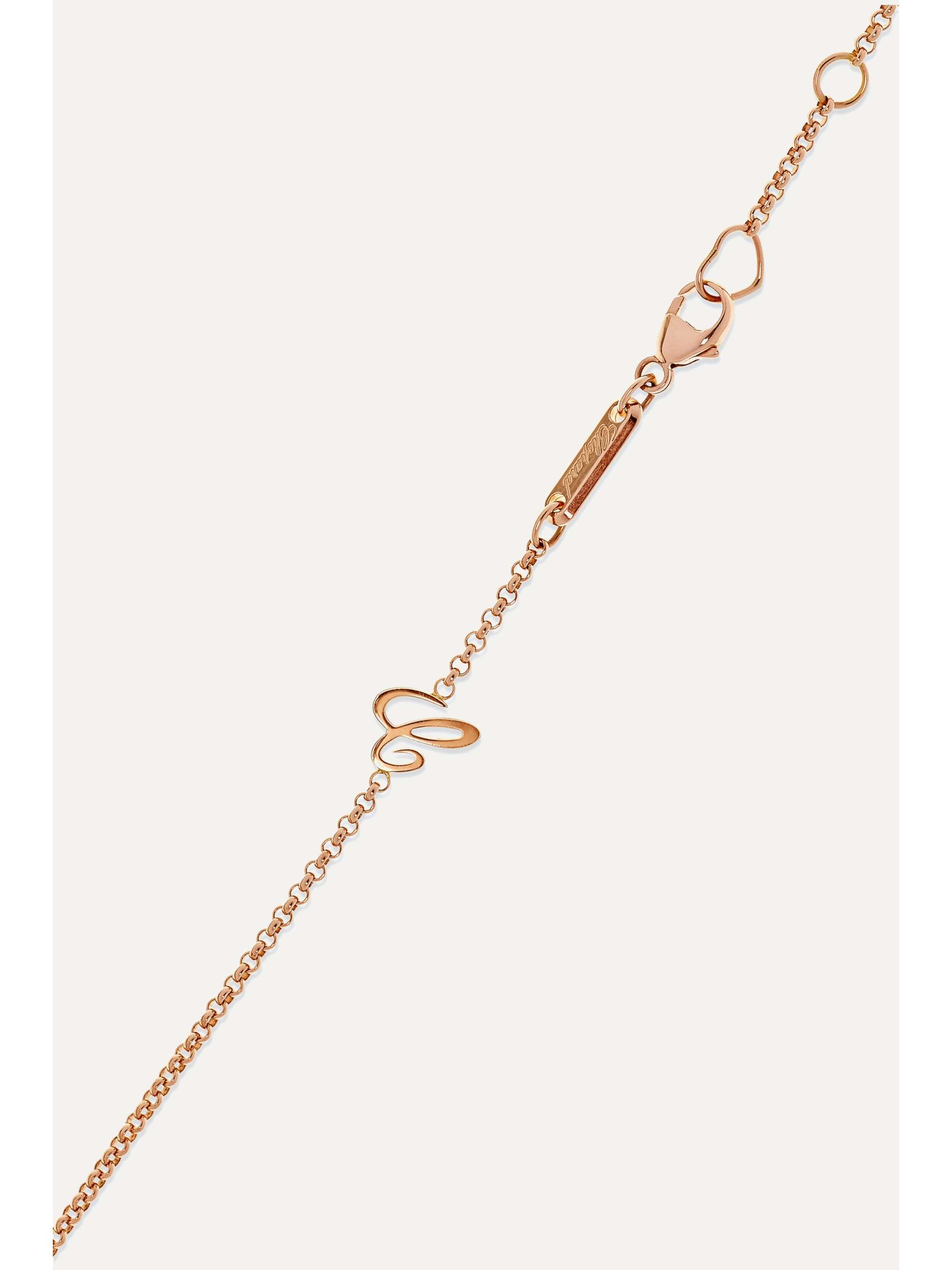 CHOPARD Happy Hearts 18-karat rose gold, onyx and diamond necklace