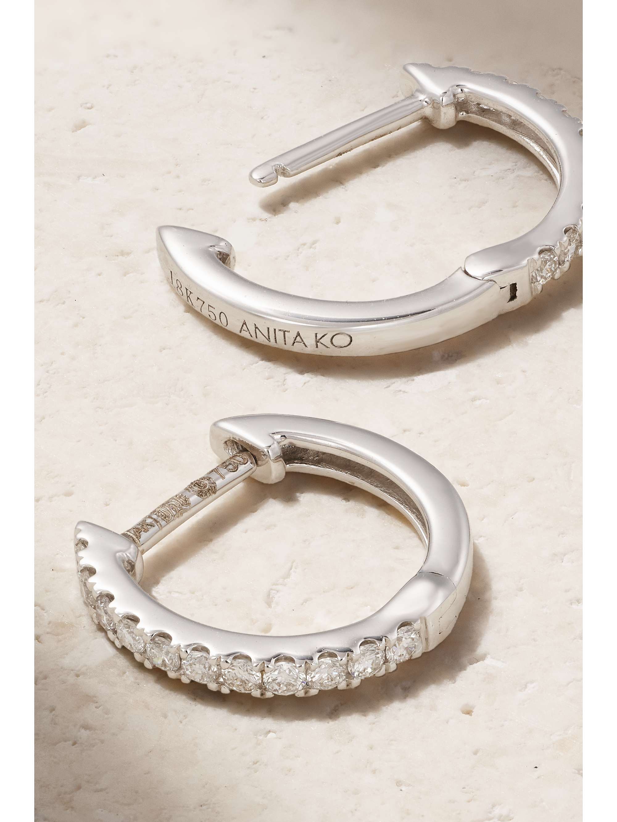 ANITA KO Huggies 18-karat white gold diamond earrings