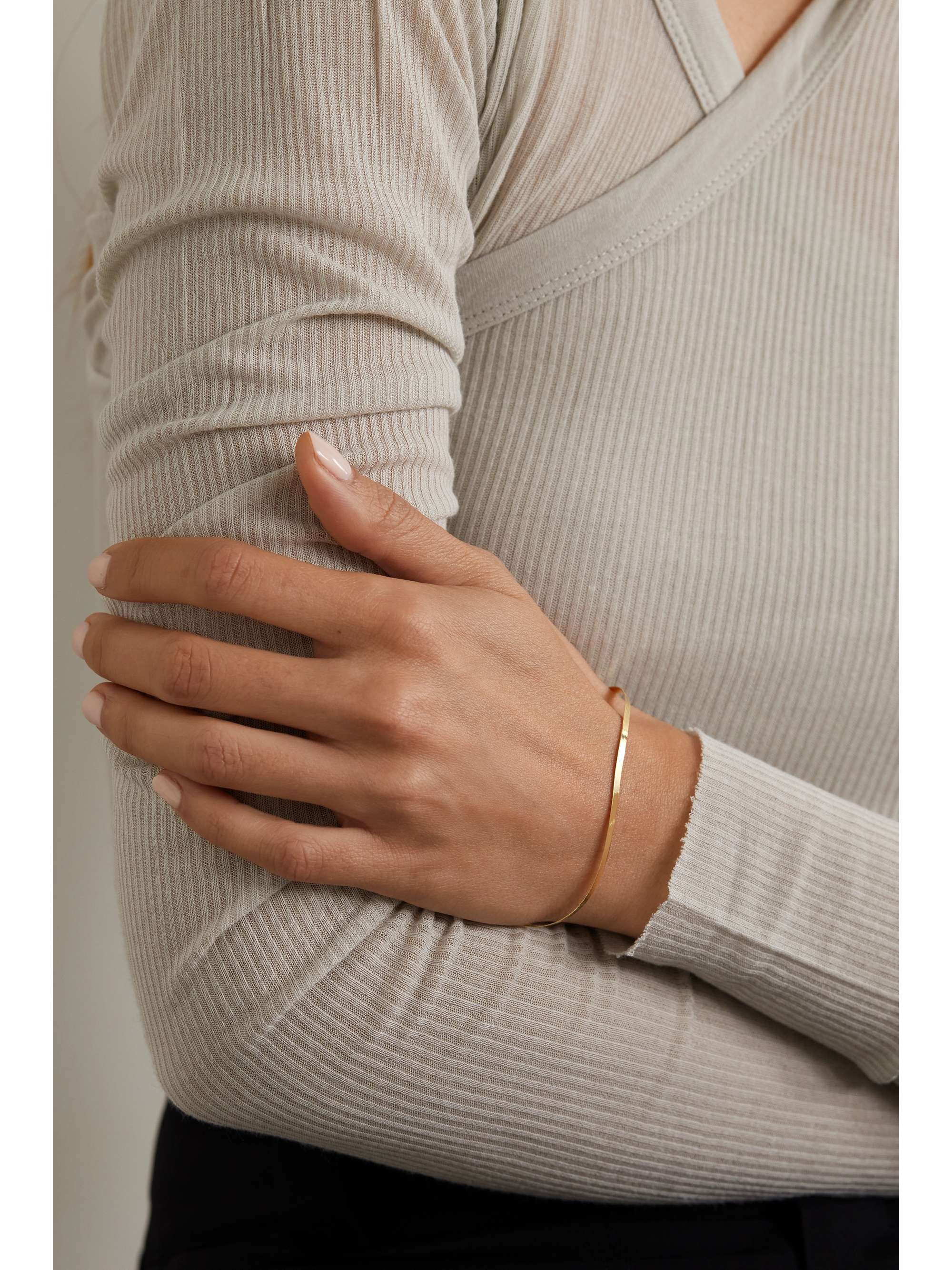 LOREN STEWART Herringbone 10-karat gold bracelet