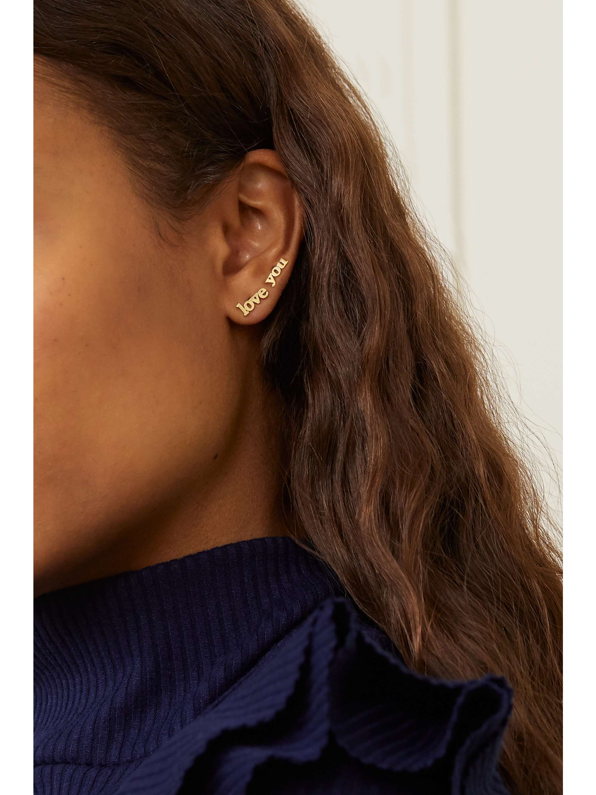 JENNIFER MEYER Love You 18-karat gold earrings
