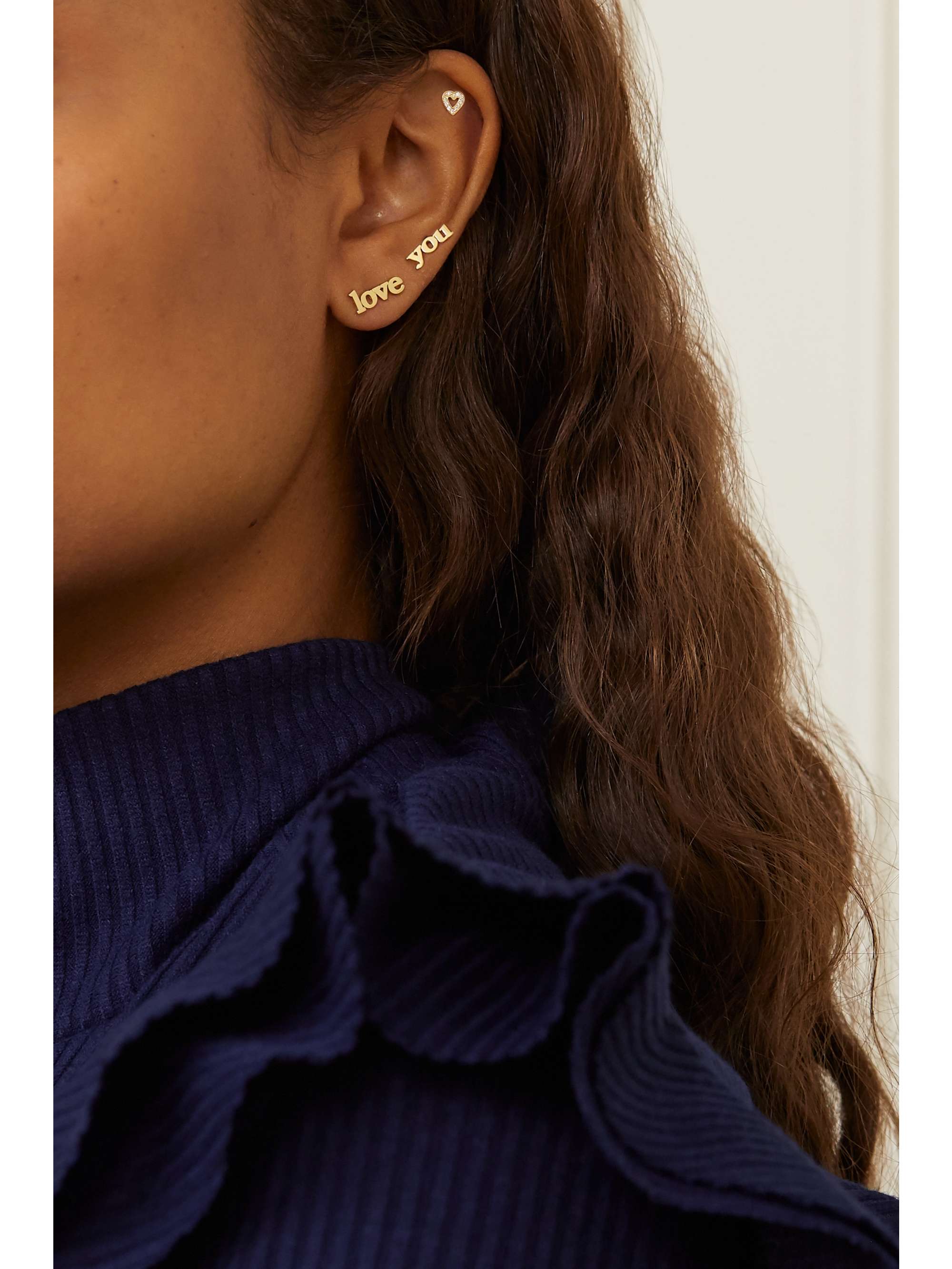 JENNIFER MEYER Love You 18-karat gold earrings