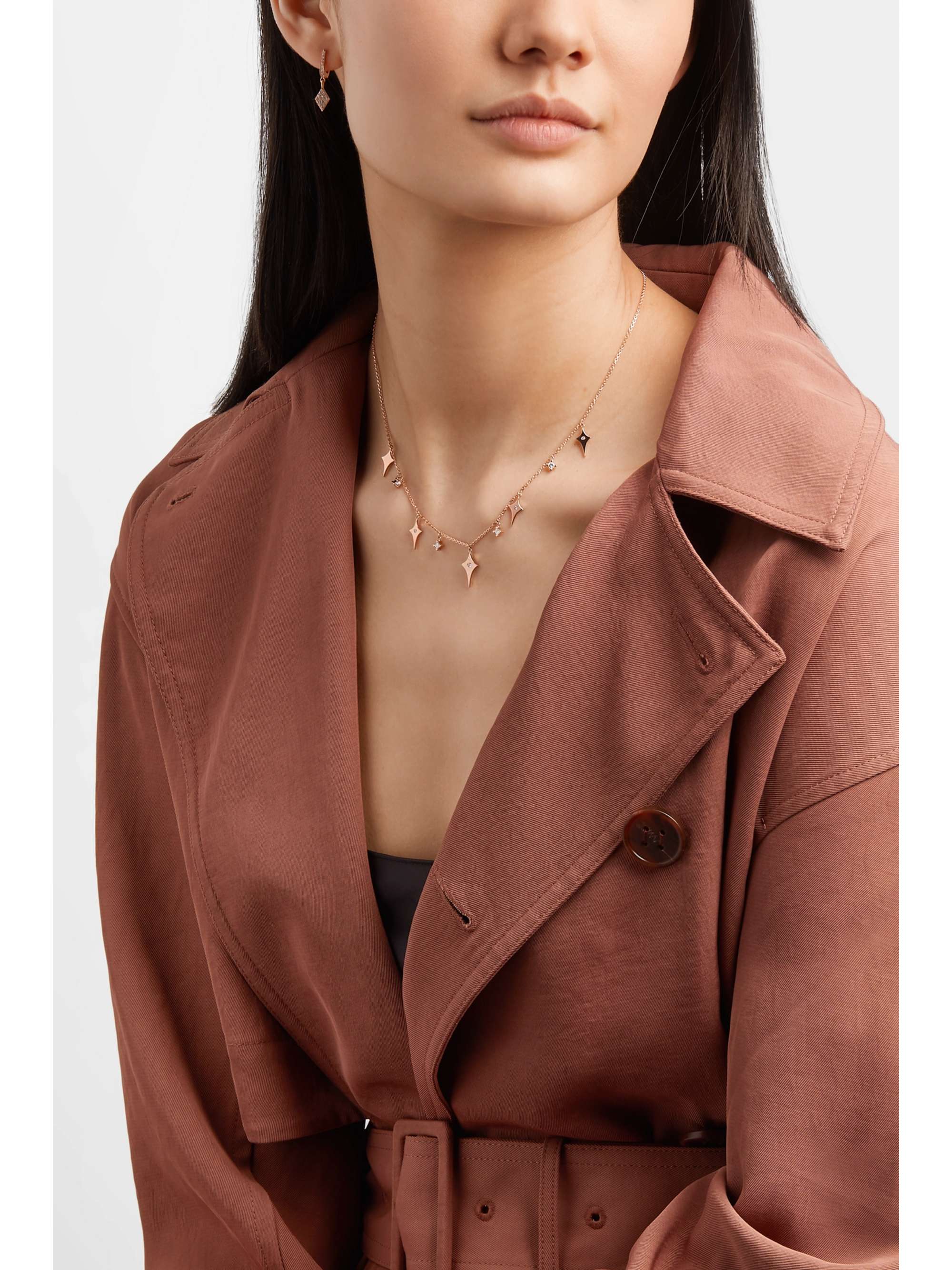 DIANE KORDAS Shield 18-karat rose gold diamond necklace