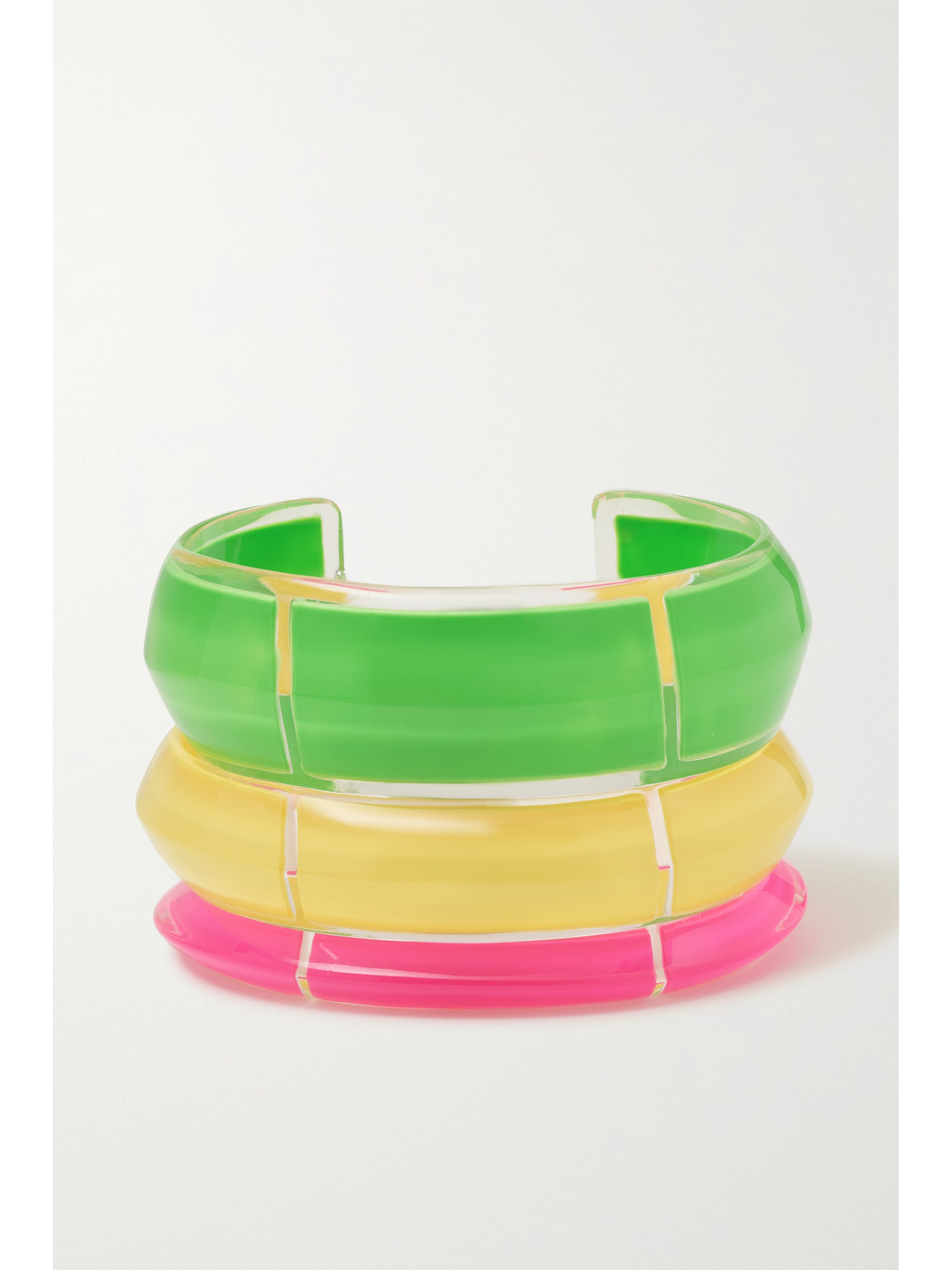 Alison Lou - Jelly Set Of Three Lucite And Enamel Cuffs - Green