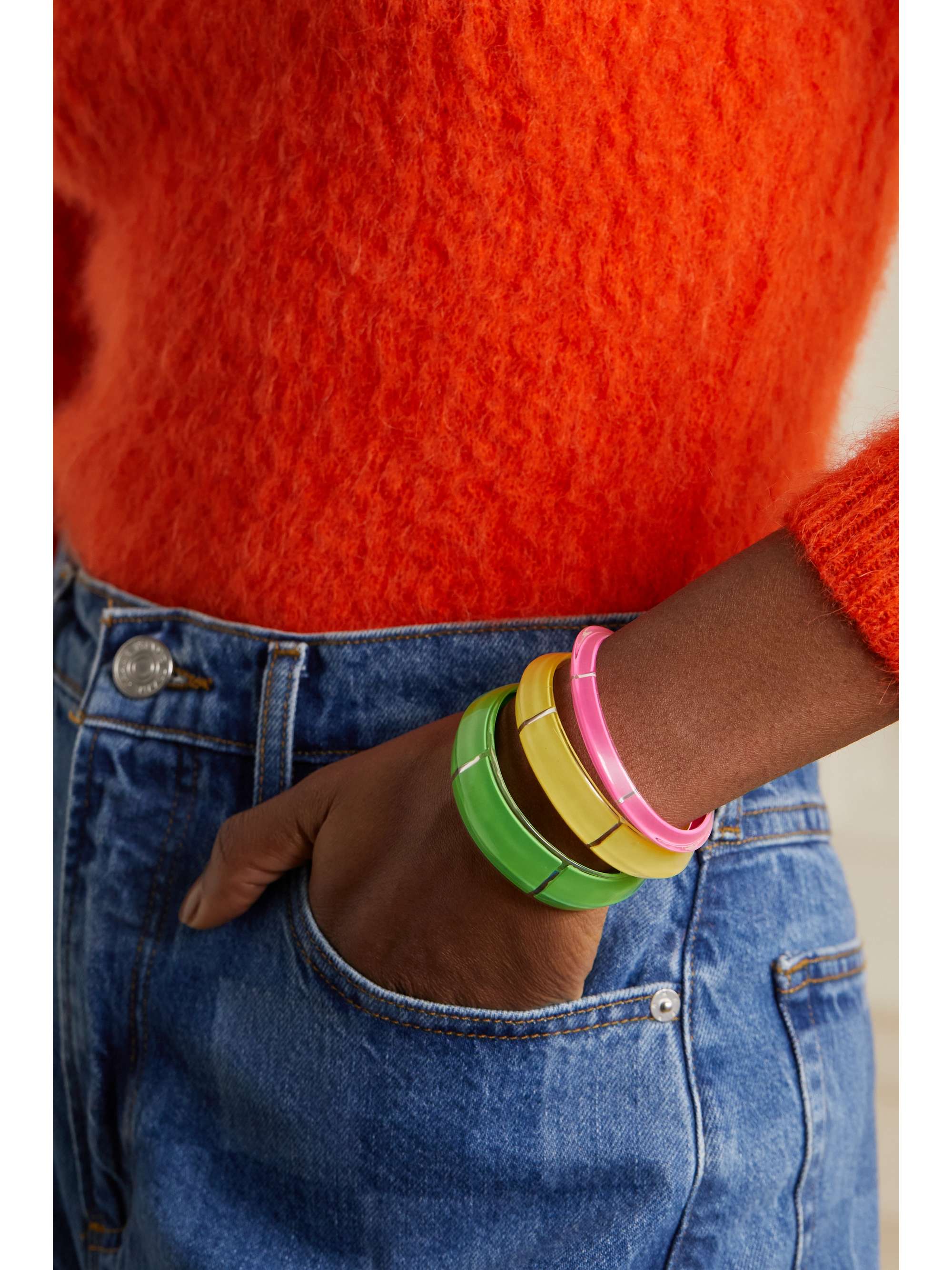 ALISON LOU Jelly set of three Lucite and enamel cuffs NETAPORTER
