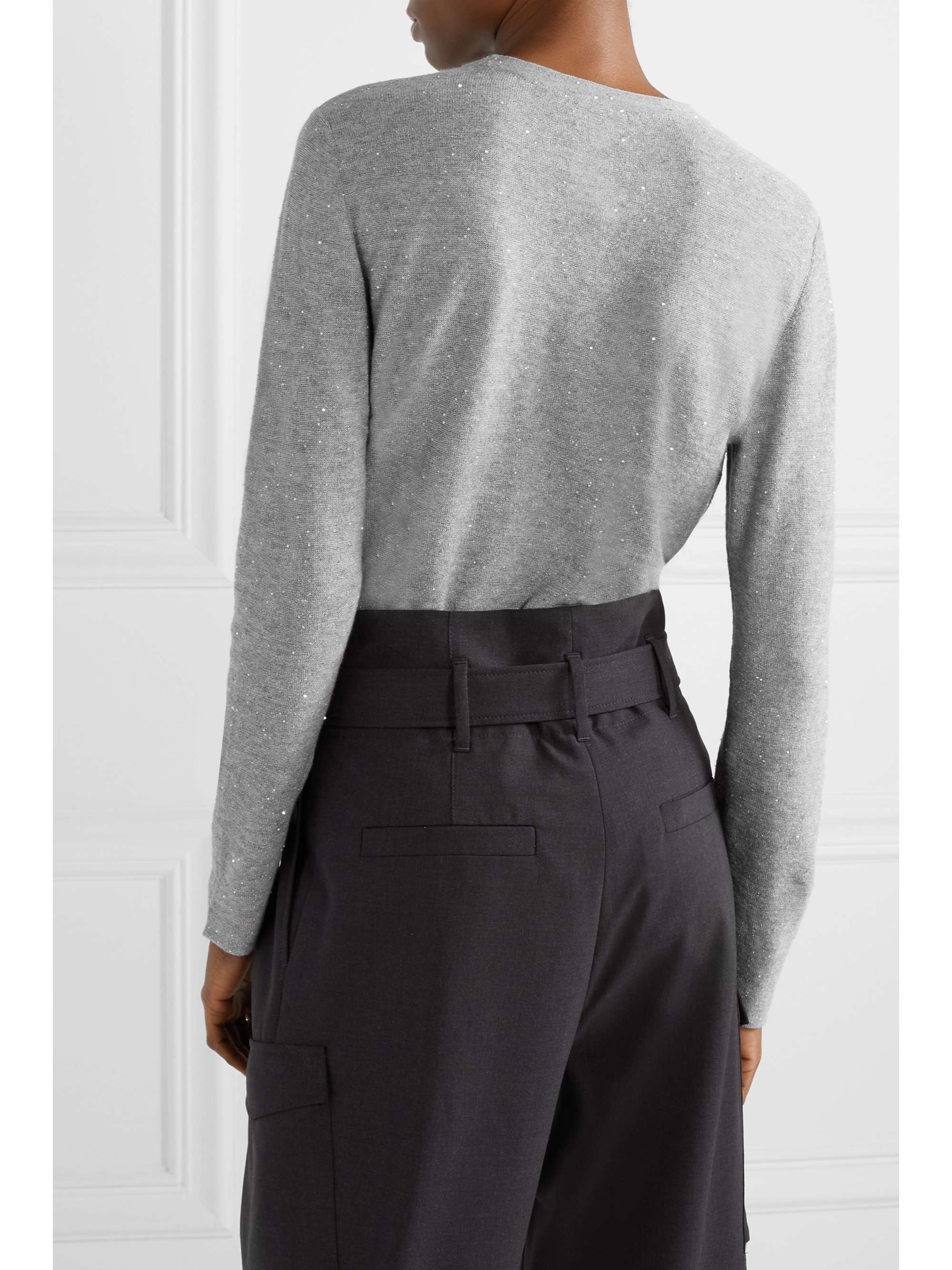 AKRIS Sequin-embellished linen-blend sweater