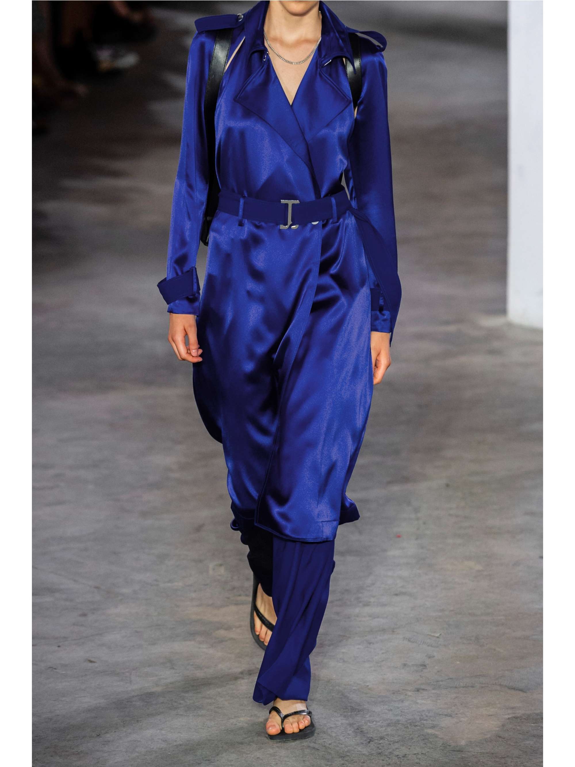 dion lee silk dress Belted cutout mulberry silk-satin dress - royal blue