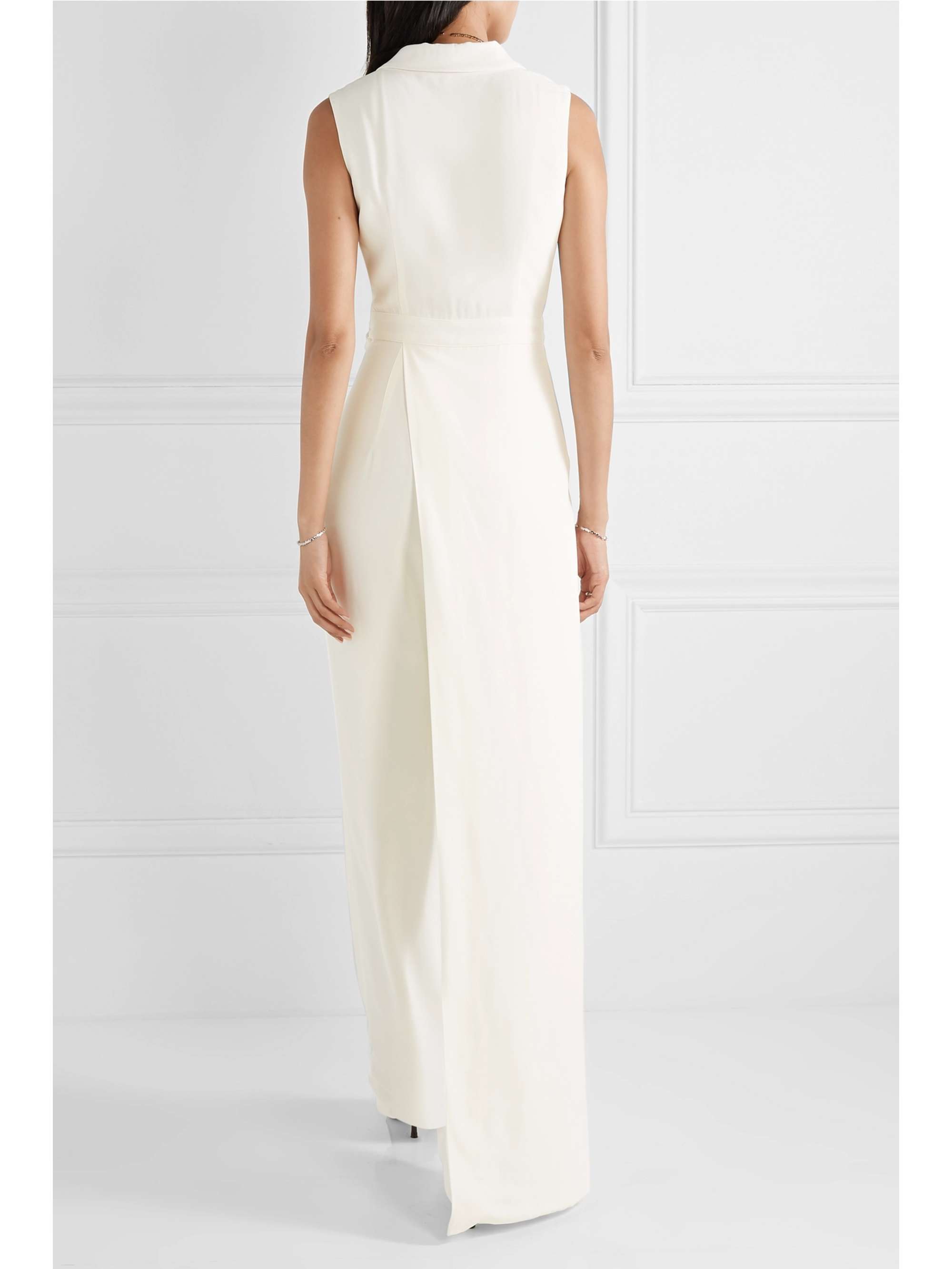 BURNETT NEW YORK Belted layered crepe jumpsuit