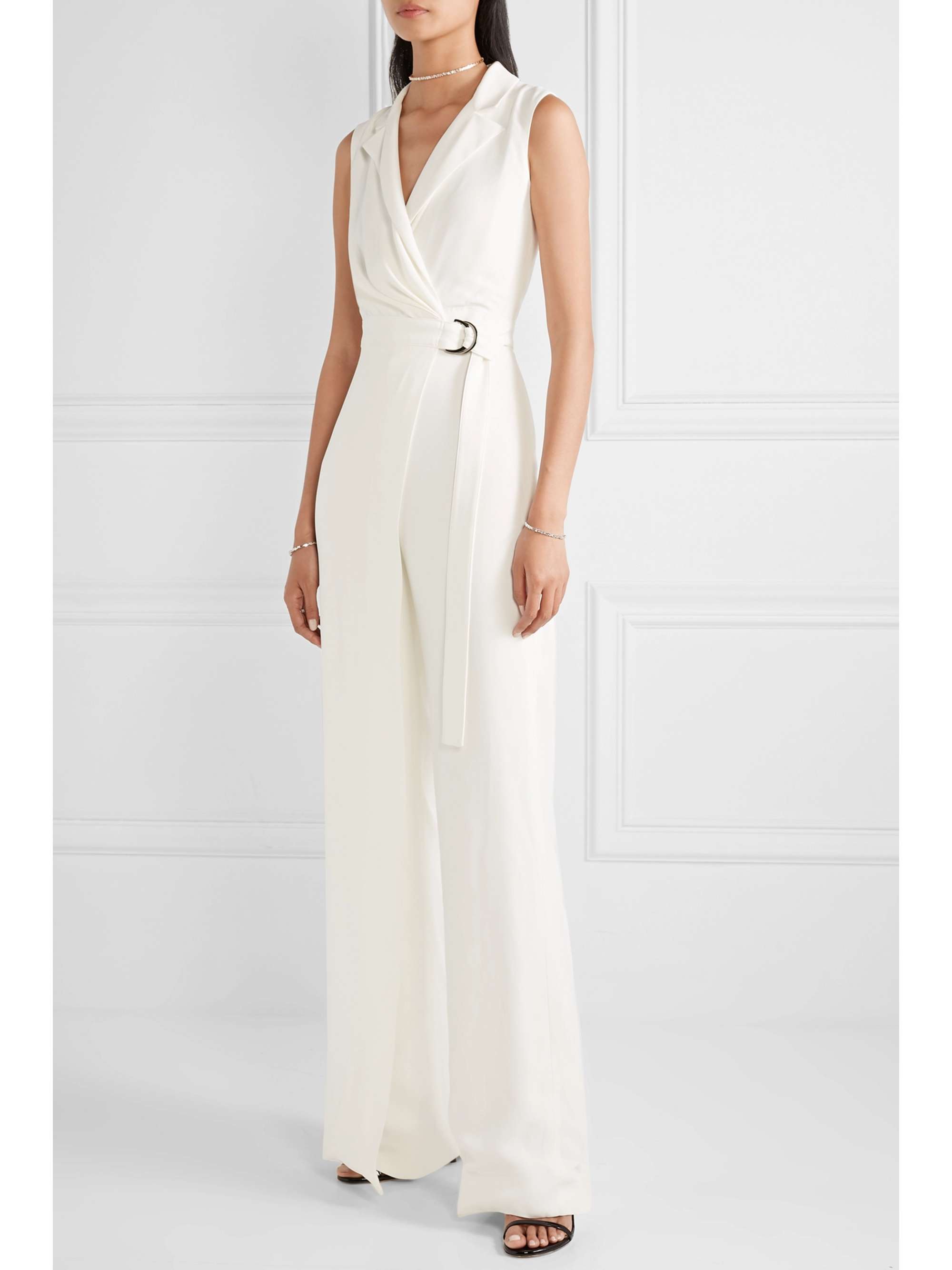 BURNETT NEW YORK Belted layered crepe jumpsuit