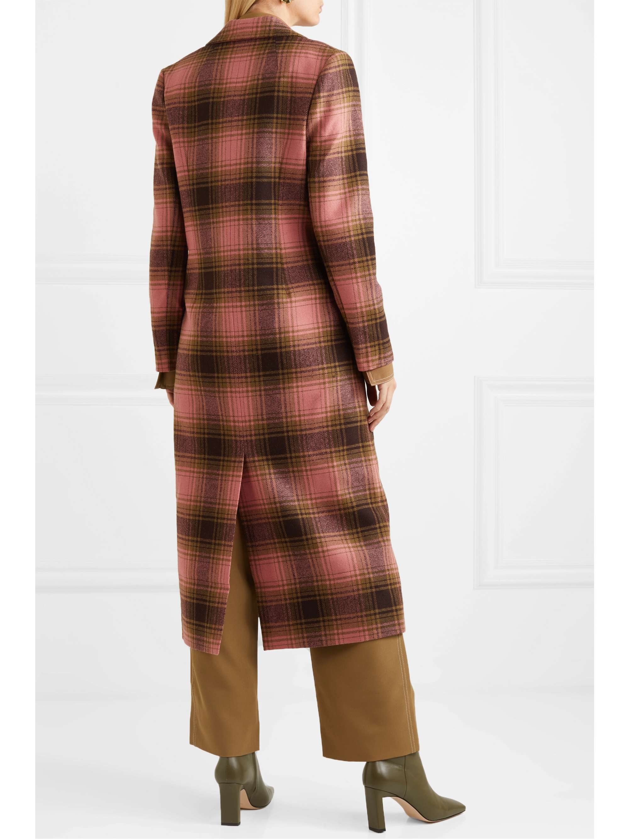 MOTHER OF PEARL Mable embellished double-breasted checked wool coat