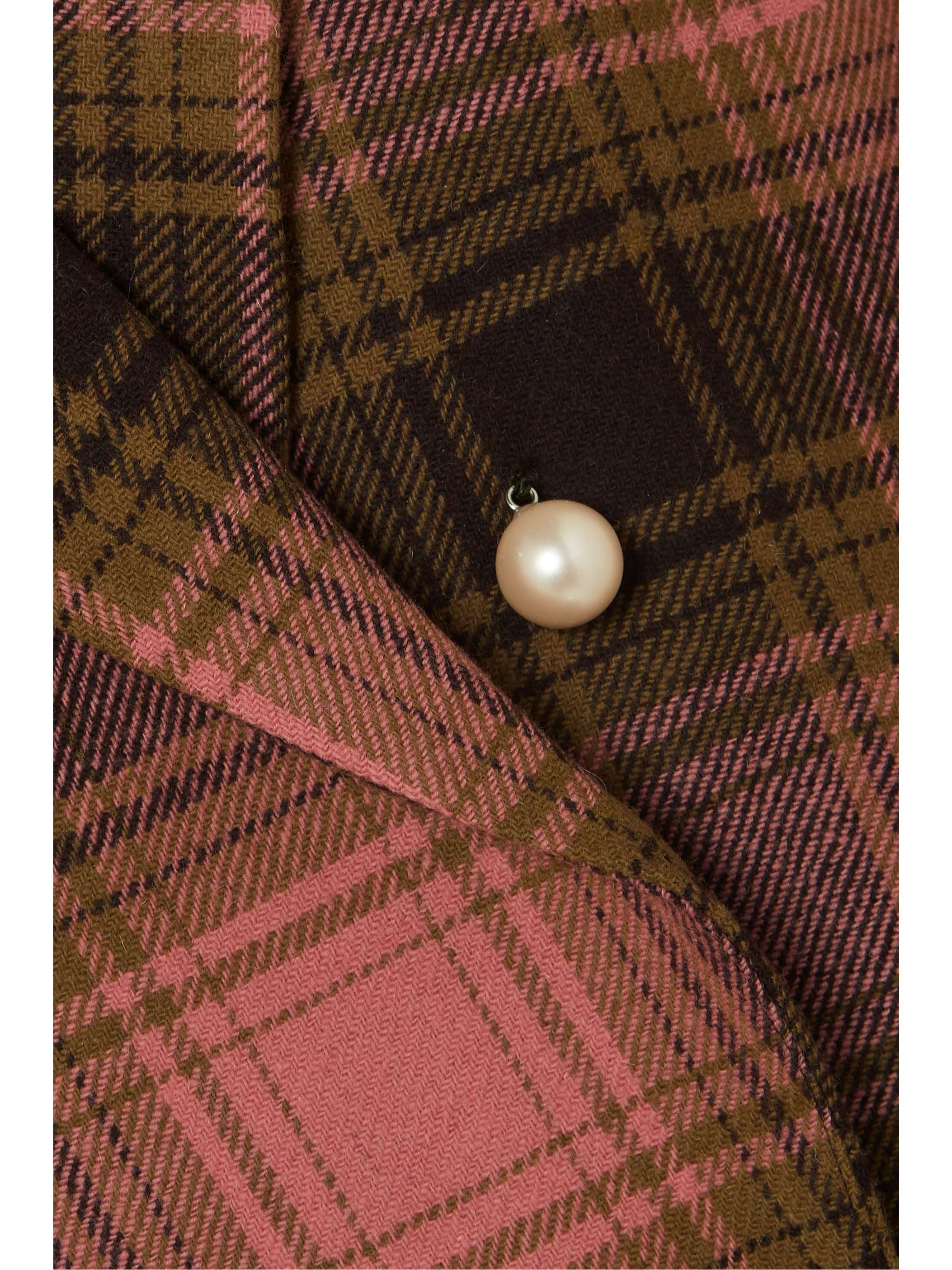 MOTHER OF PEARL Mable embellished double-breasted checked wool coat