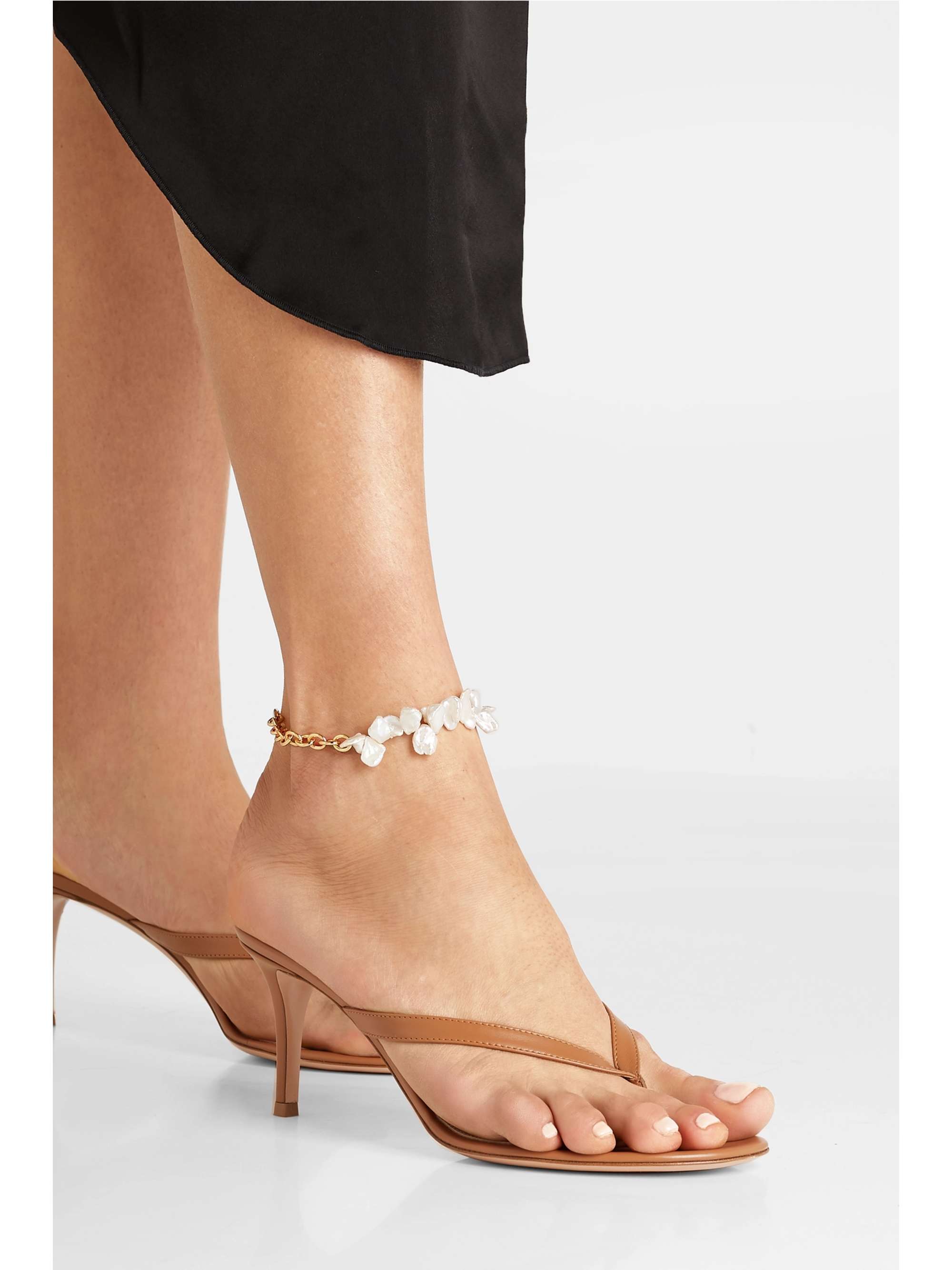 ANISSA KERMICHE Two Faced Shelley gold-plated pearl anklet