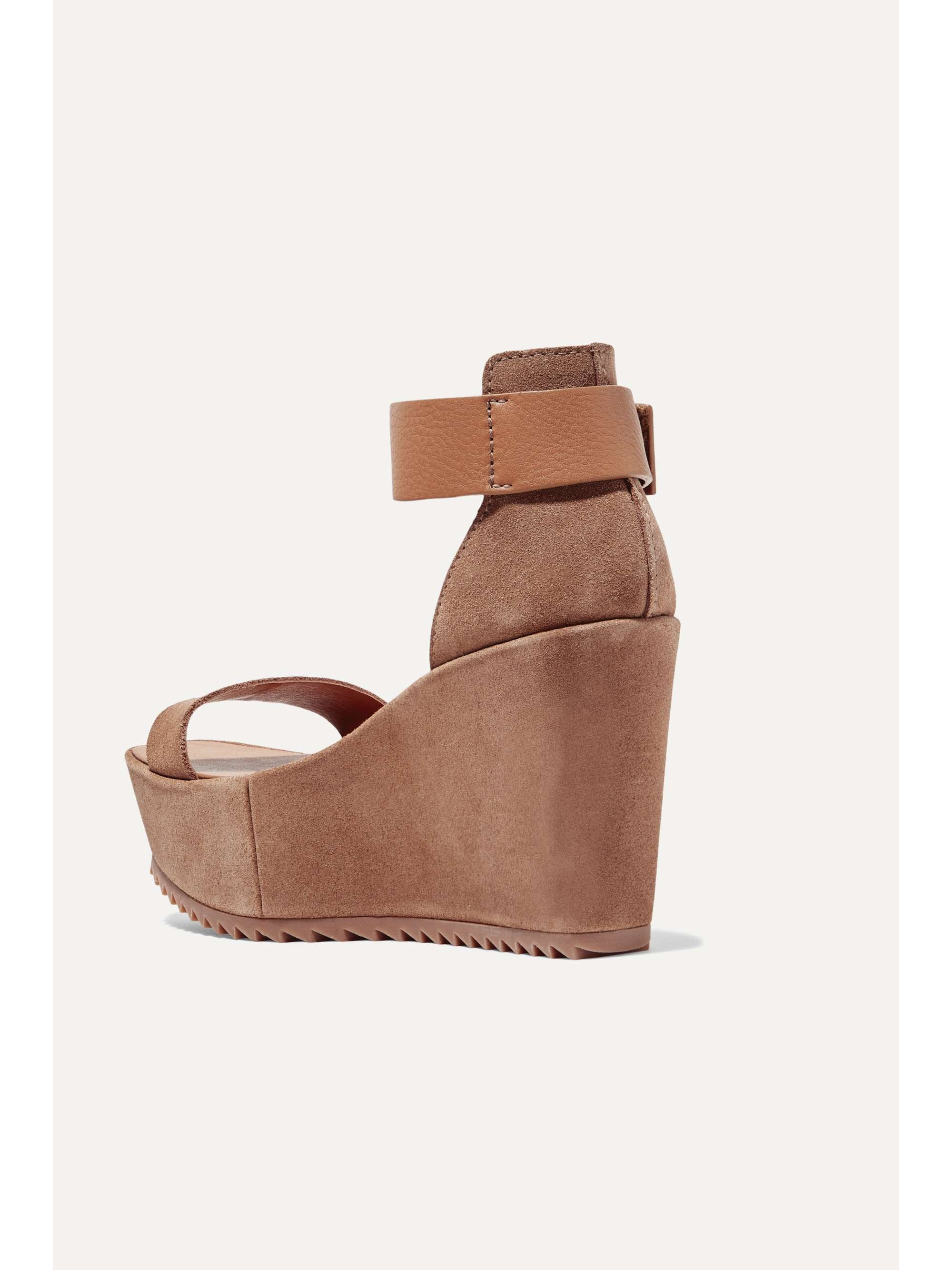 PEDRO GARCIA Fania suede and textured-leather wedge sandals