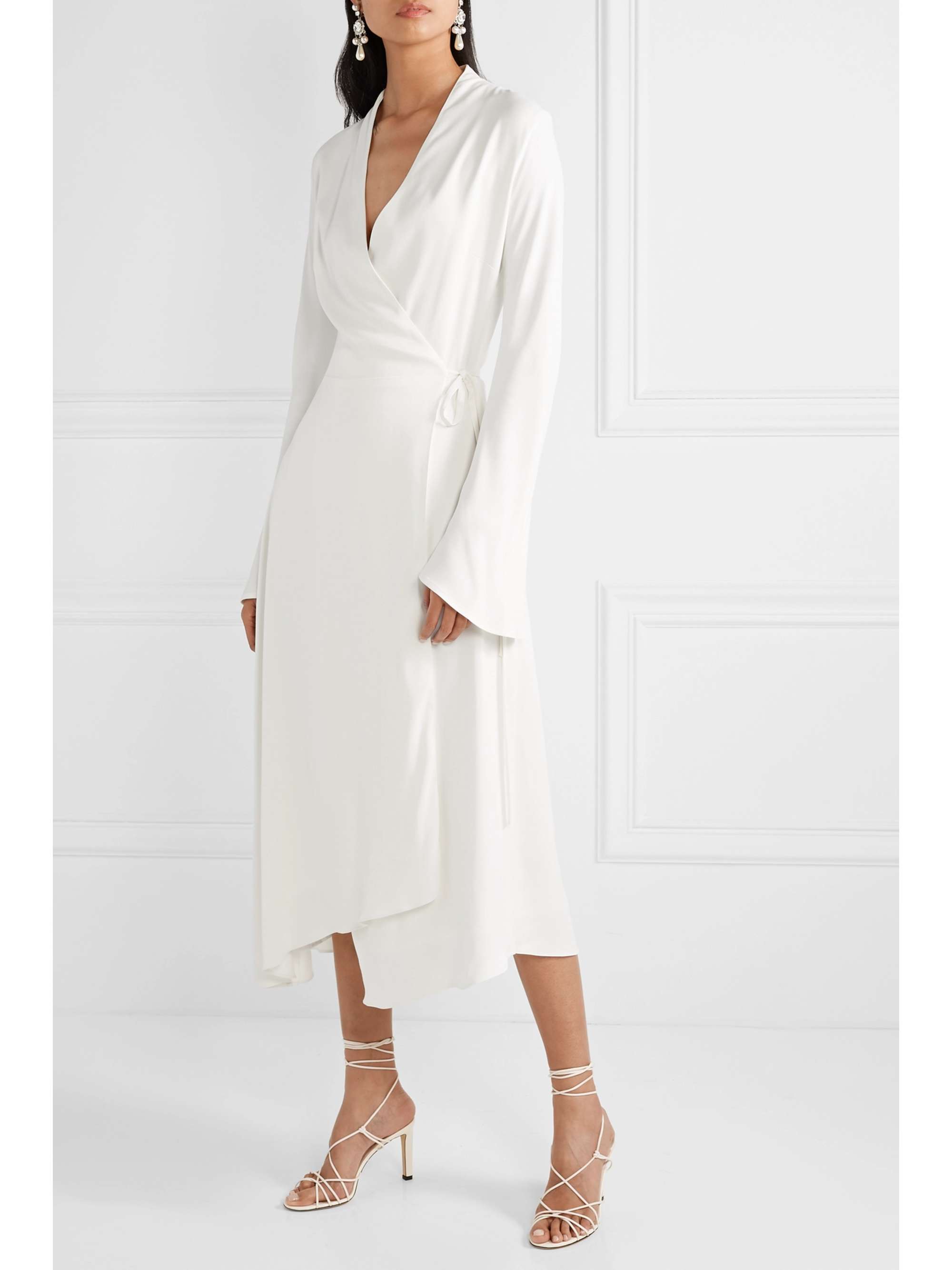 VANESSA COCCHIARO The Rose asymmetric satin midi wrap dress