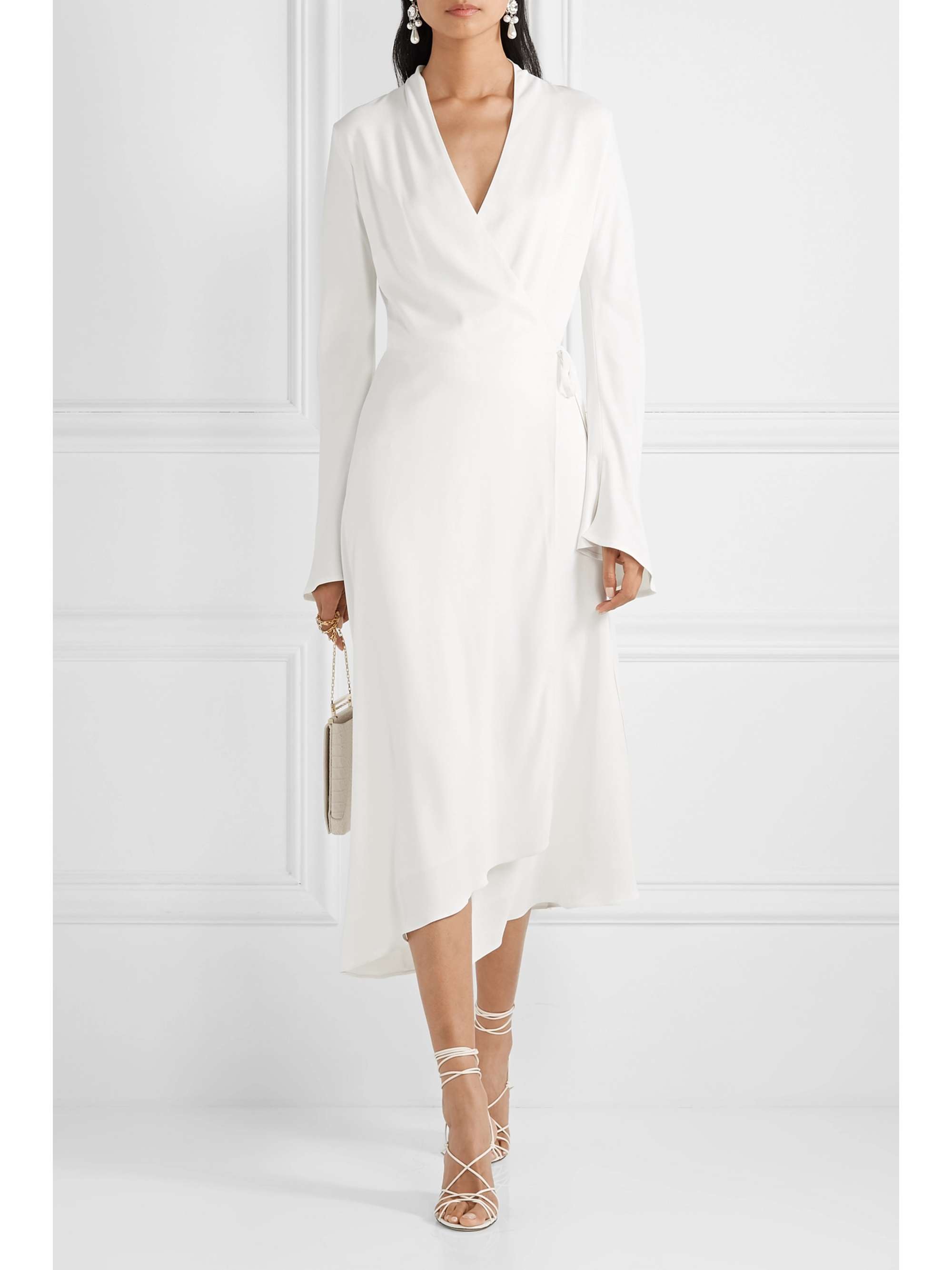 Ivory midi Wrap Dress | Dresses Images 2022