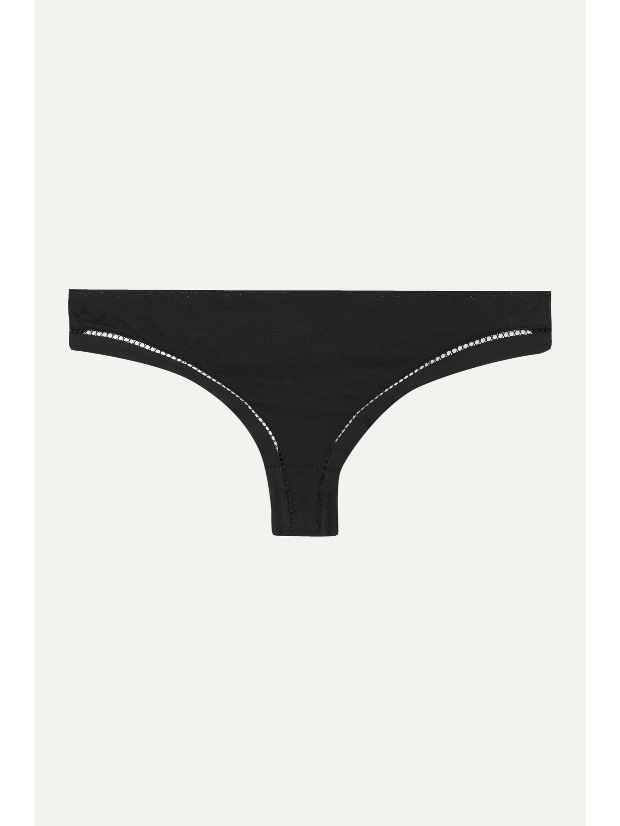 Eres Jamais Cutout Stretch-cotton Jersey Thong In Black