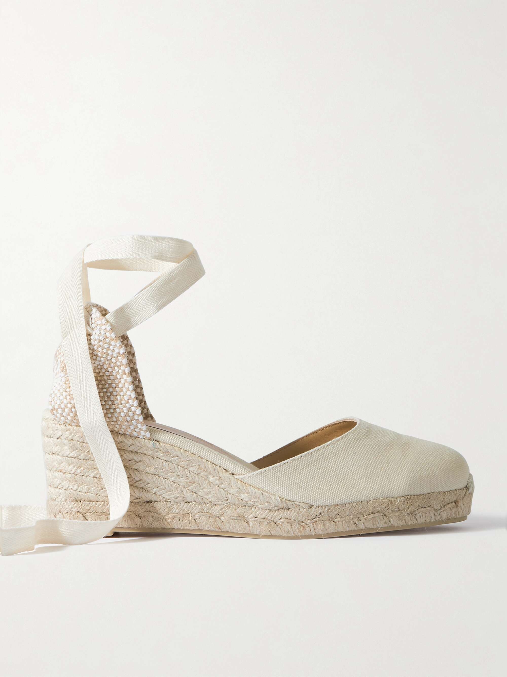 Ivory Carina 60 canvas wedge espadrilles |