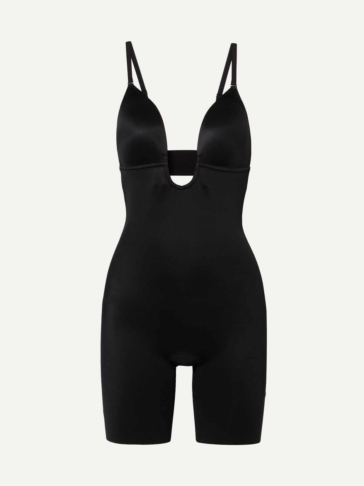 Spanx Suit Your Fancy Plunge Low-back Mid-thigh Bodysuit In Very Black ...