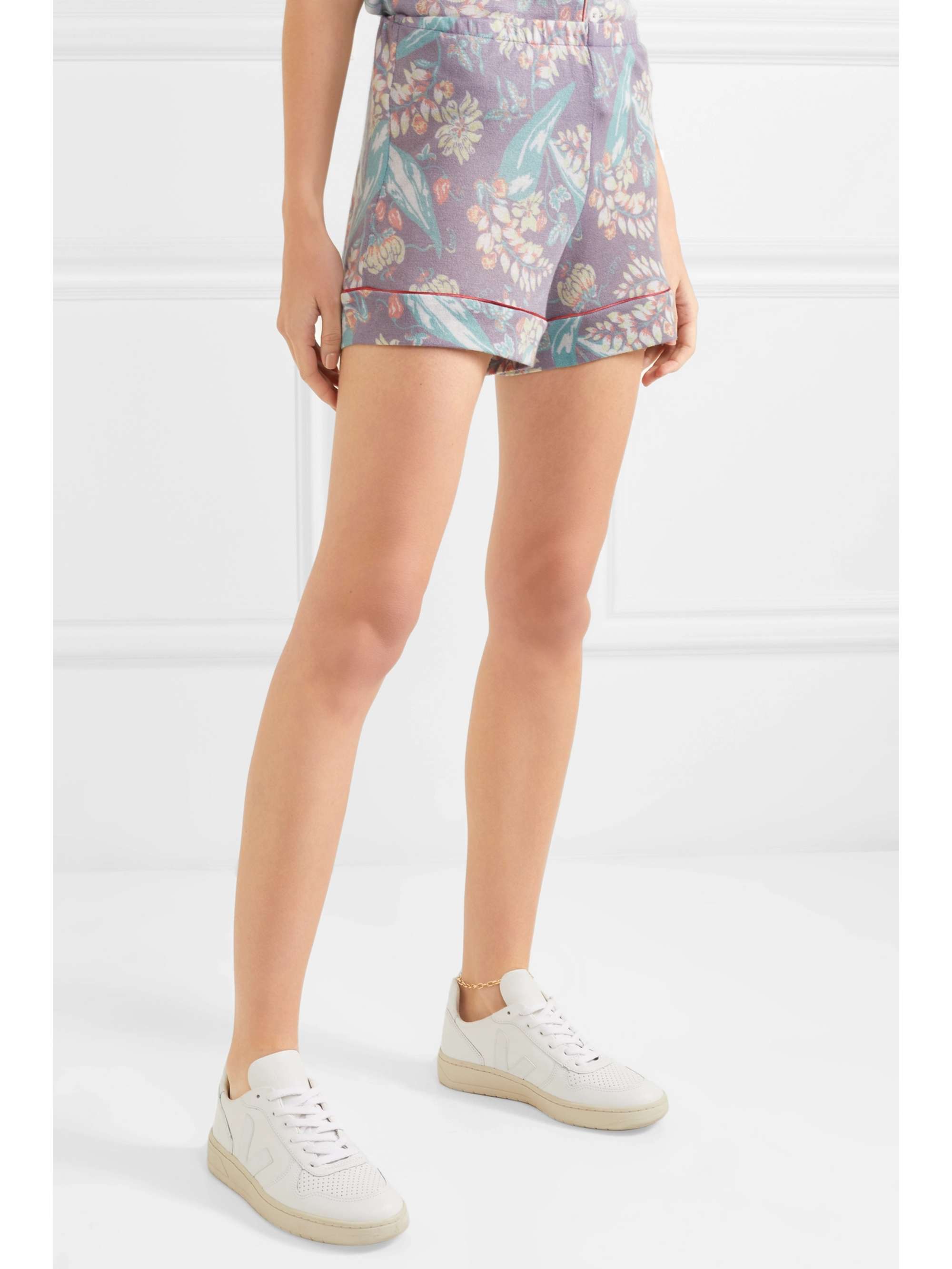 THE ELDER STATESMAN Printed cashmere and silk-blend shorts