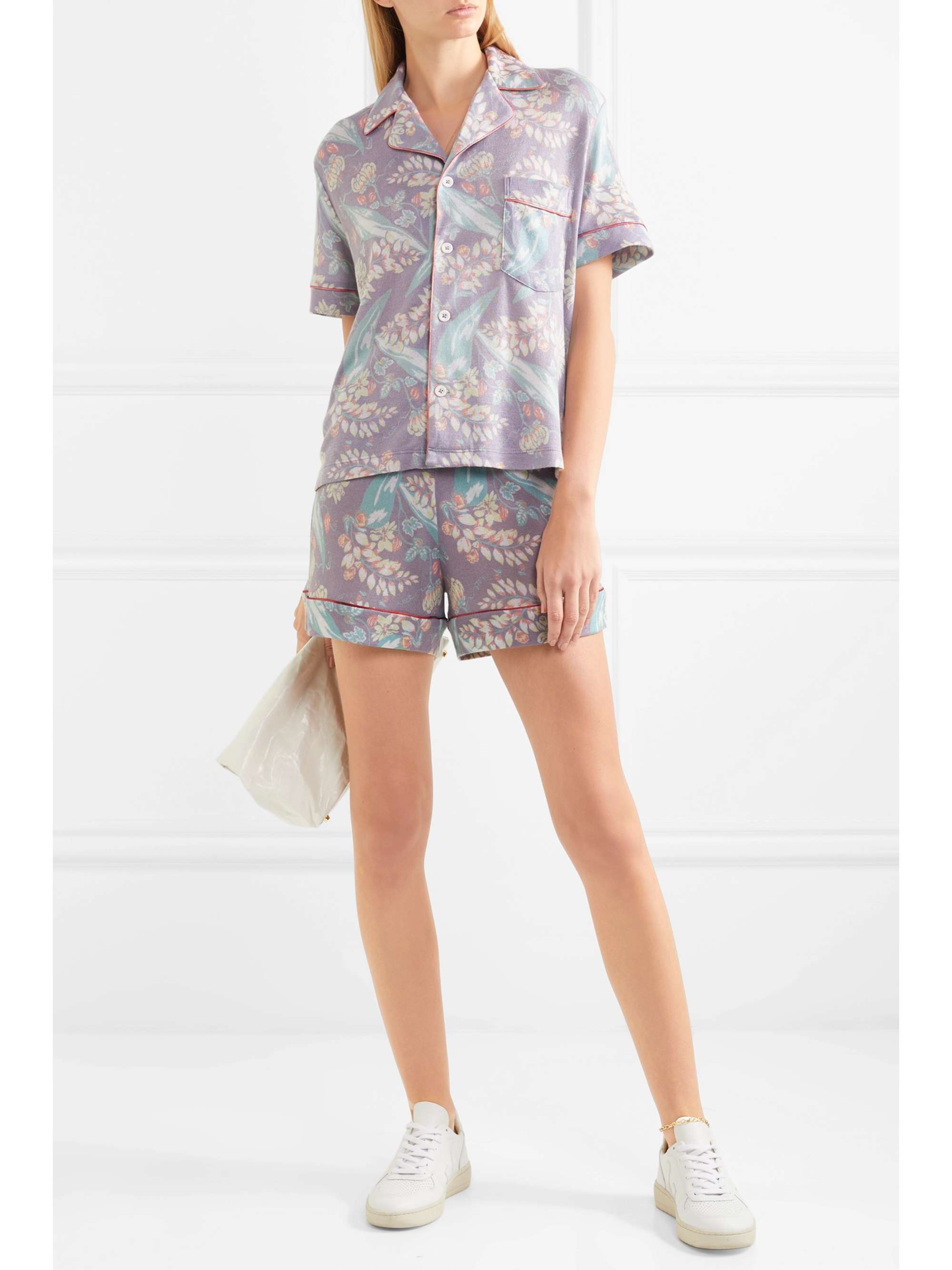 THE ELDER STATESMAN Printed cashmere and silk-blend shorts