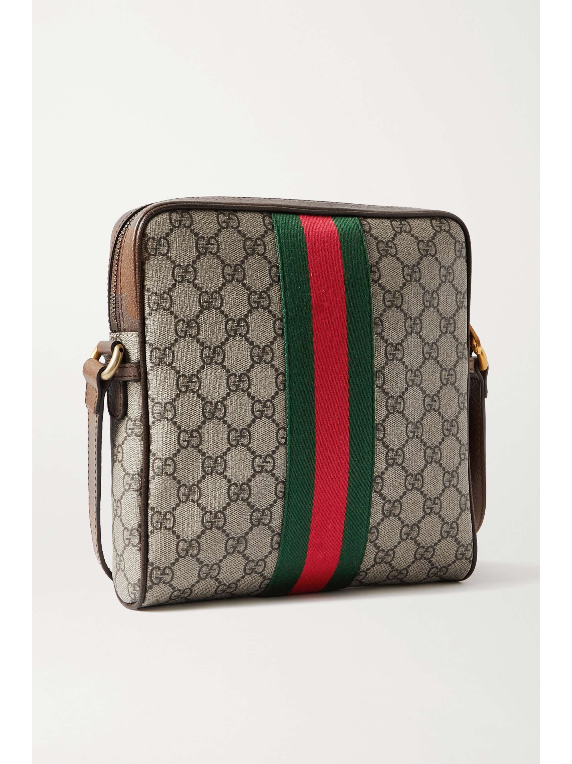 GUCCI Ophidia small textured leather-trimmed printed coated-canvas shoulder bag