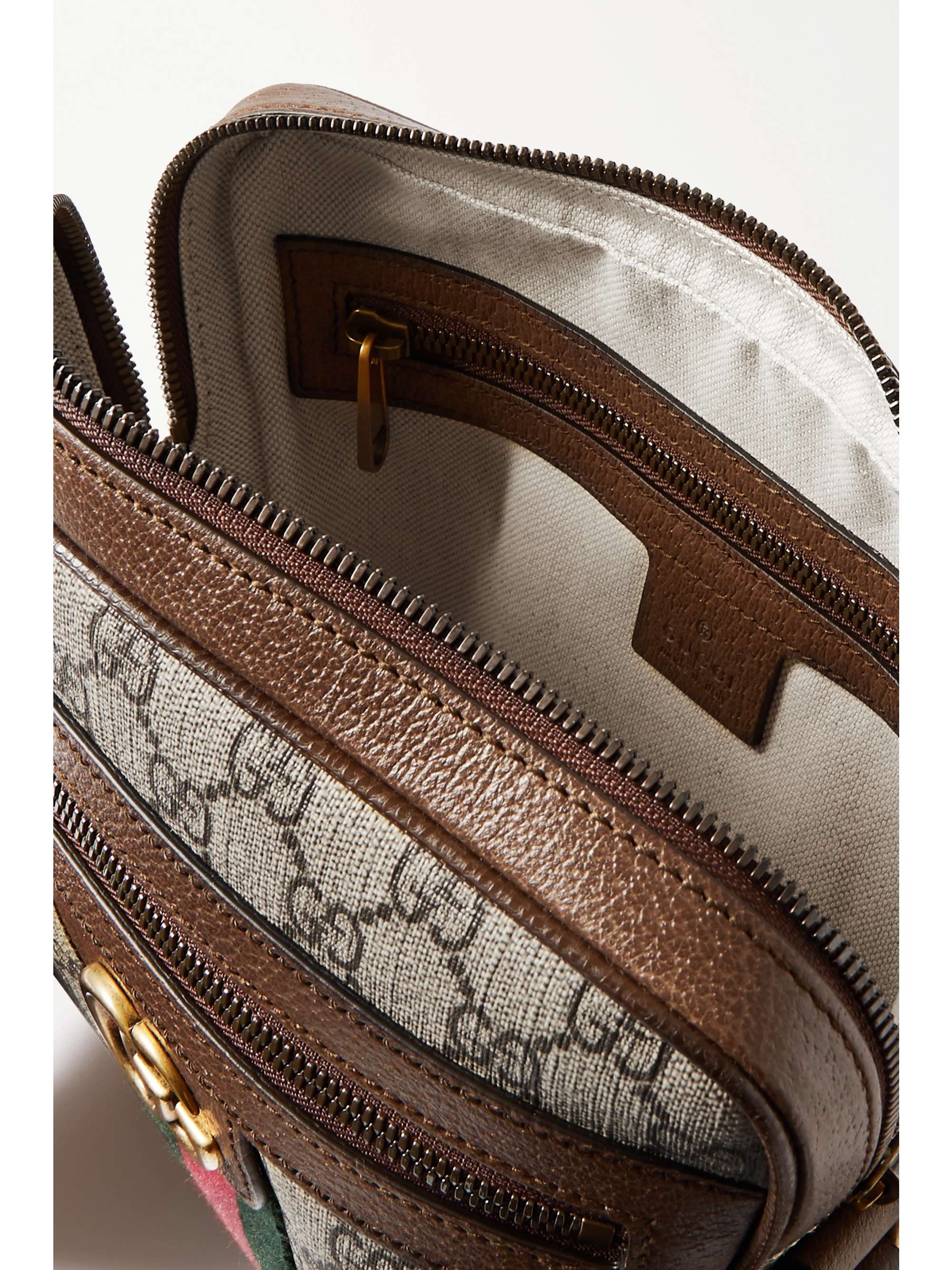 GUCCI Ophidia small textured leather-trimmed printed coated-canvas shoulder bag