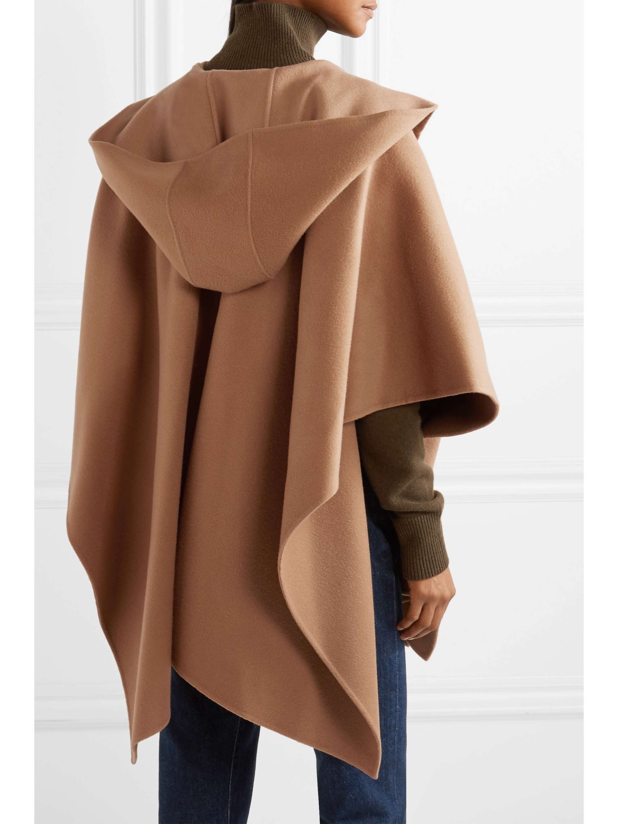 THEORY New Divide belted hooded wool and cashmere-blend poncho