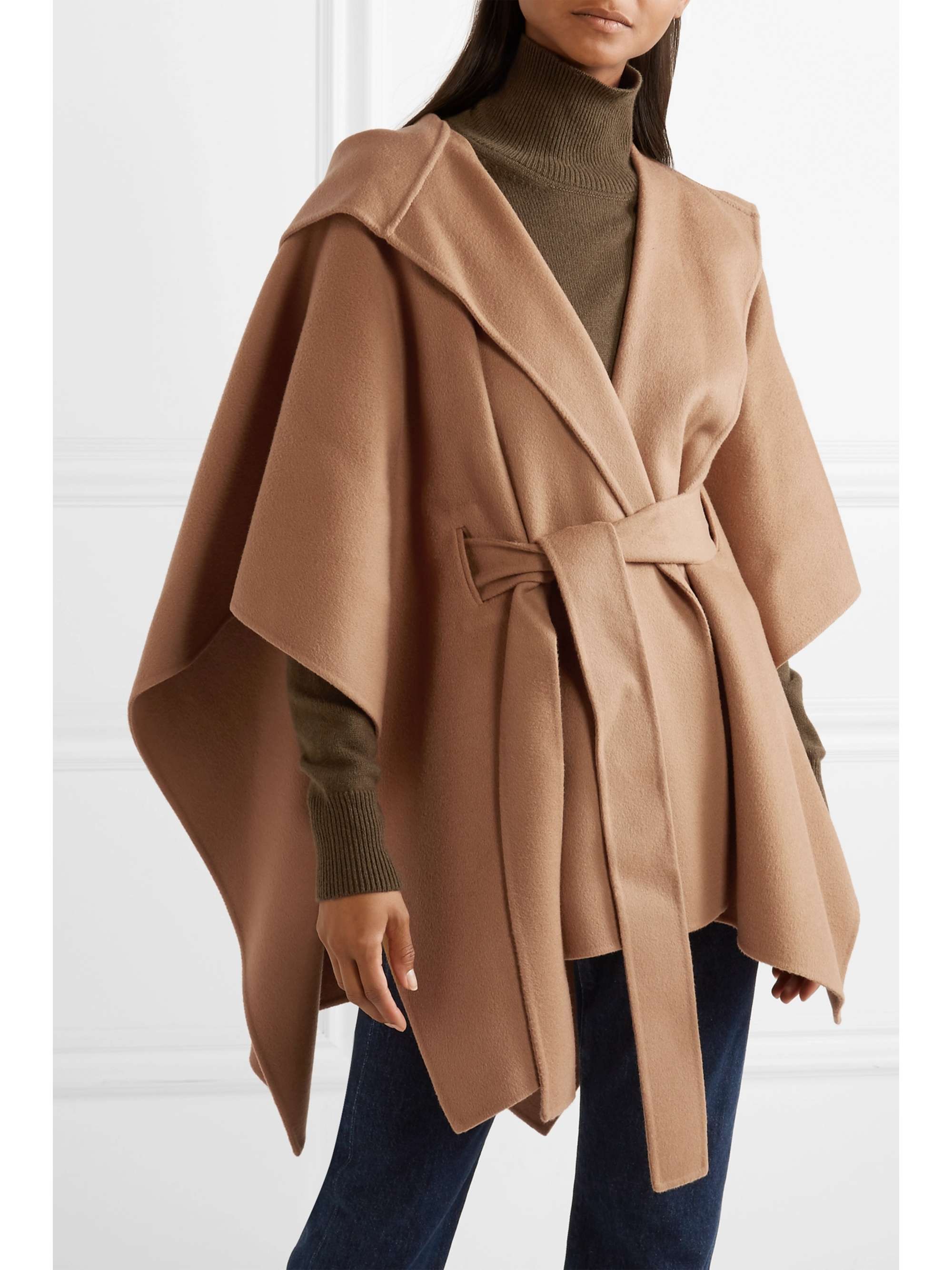 THEORY New Divide belted hooded wool and cashmere-blend poncho