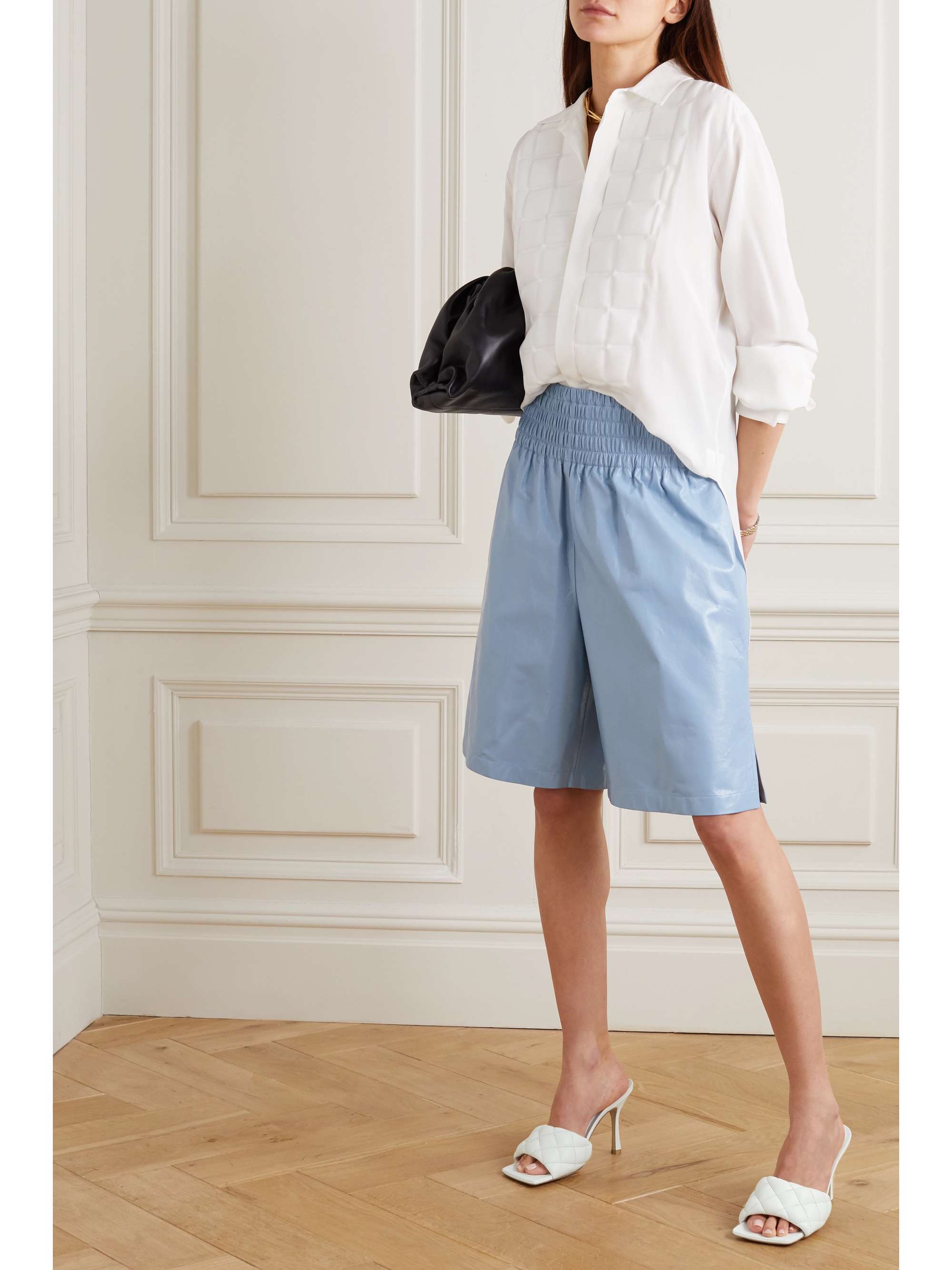 bottega veneta white quilted mules