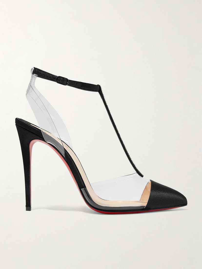 Christian Louboutin Nosy 100 Crystal-embellished Satin And Pvc Pumps